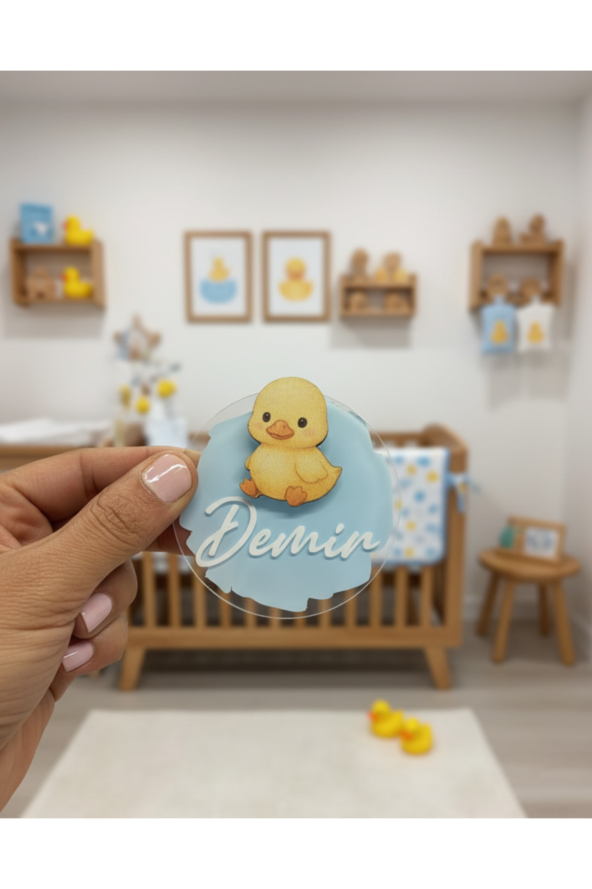 LABİREND PRODUCTS 10'lu paket Şeffaf Pleksi Civciv Figürlü Bebek Magnet Kartlı ve Jelatinli İsme Özel Hatıra fotoğrafı 2 (önizleme)