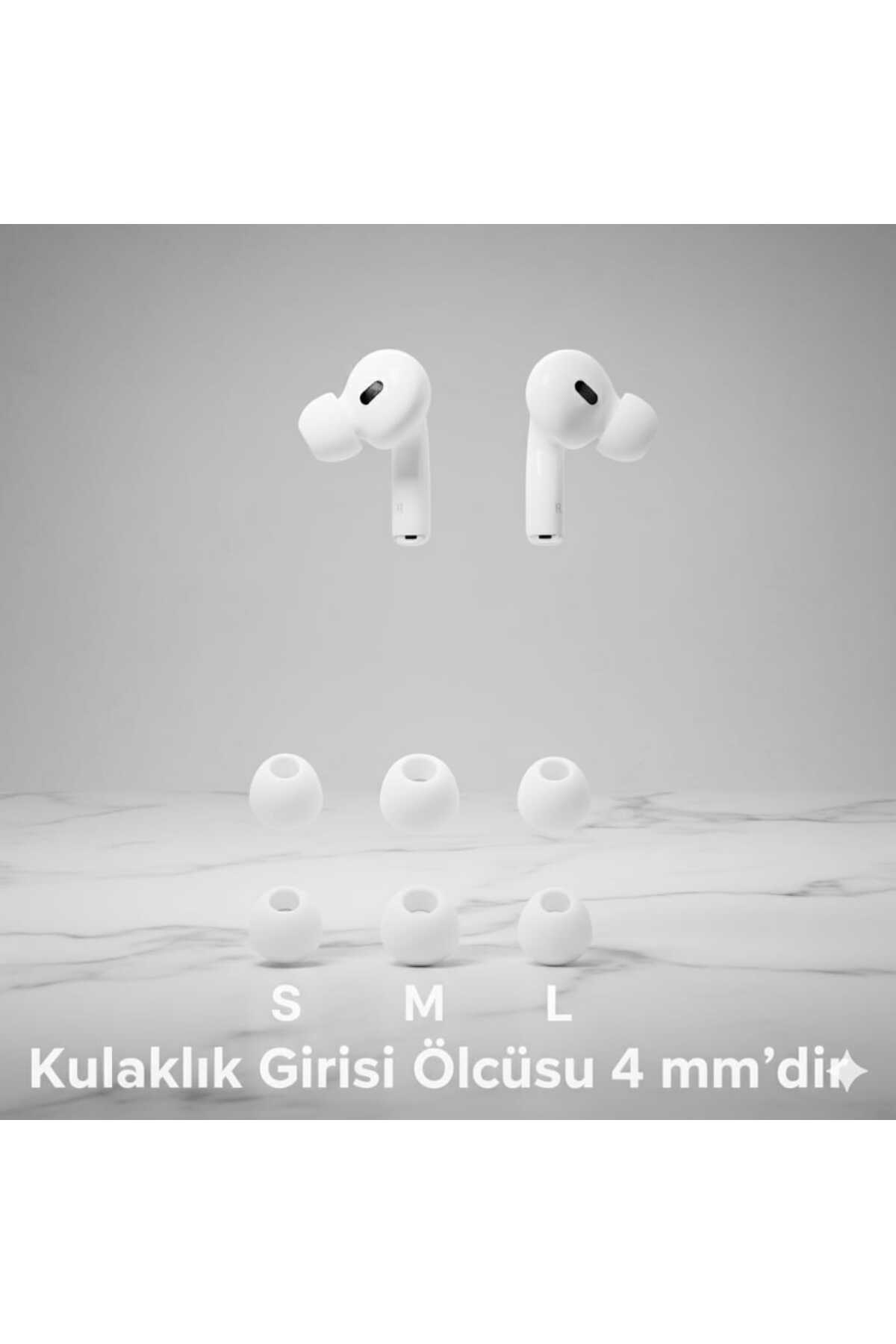 emrebilisim Silikon Kulaklık Uçları 6 Adet 4.5mm dir( 2x Küçük - 2x orta - 2x Büyük )(Beyaz)