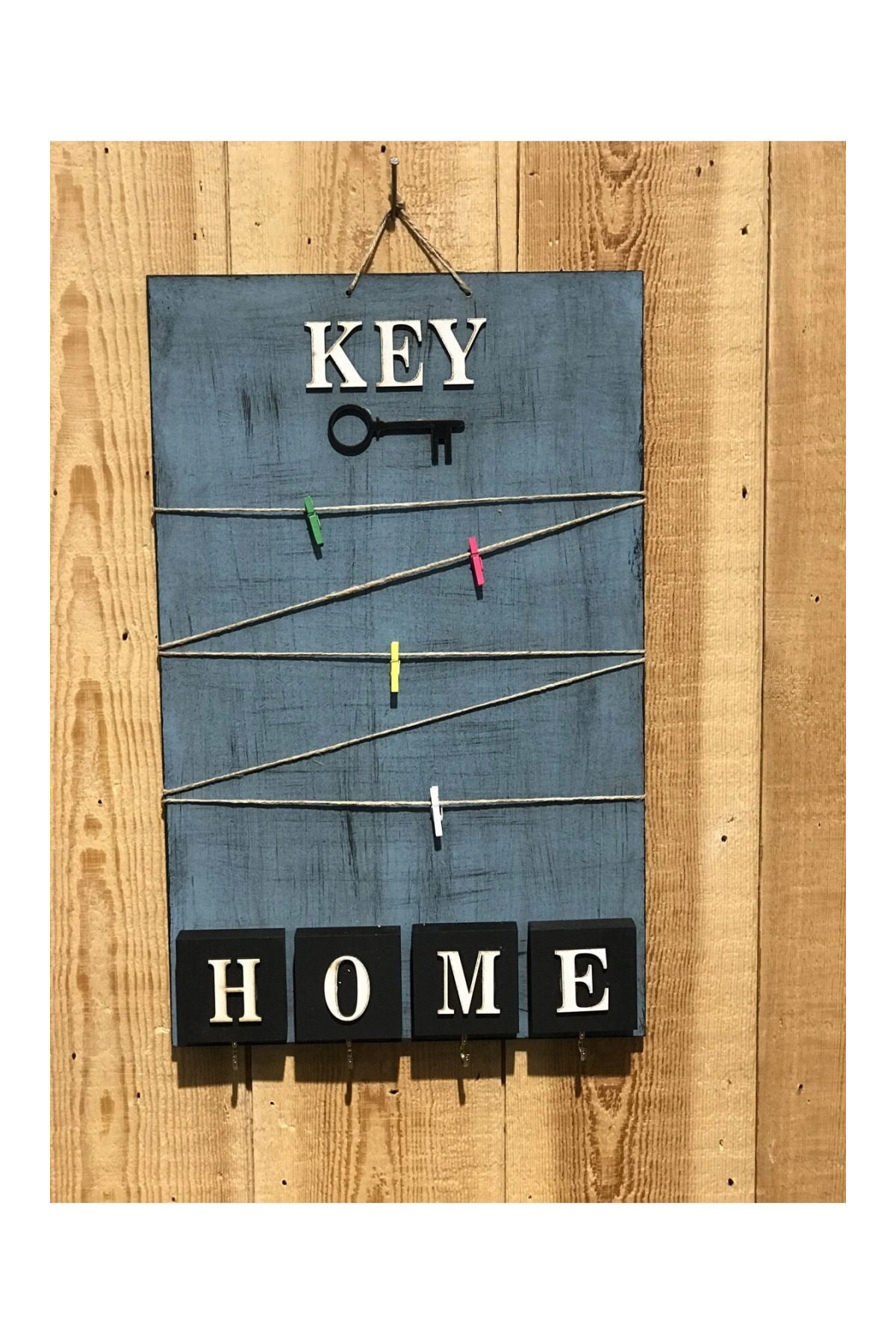 TeknoKesgin Dekoratif Home Keys Ahşap Resimlik Ve Notluk (saks Mavisi)