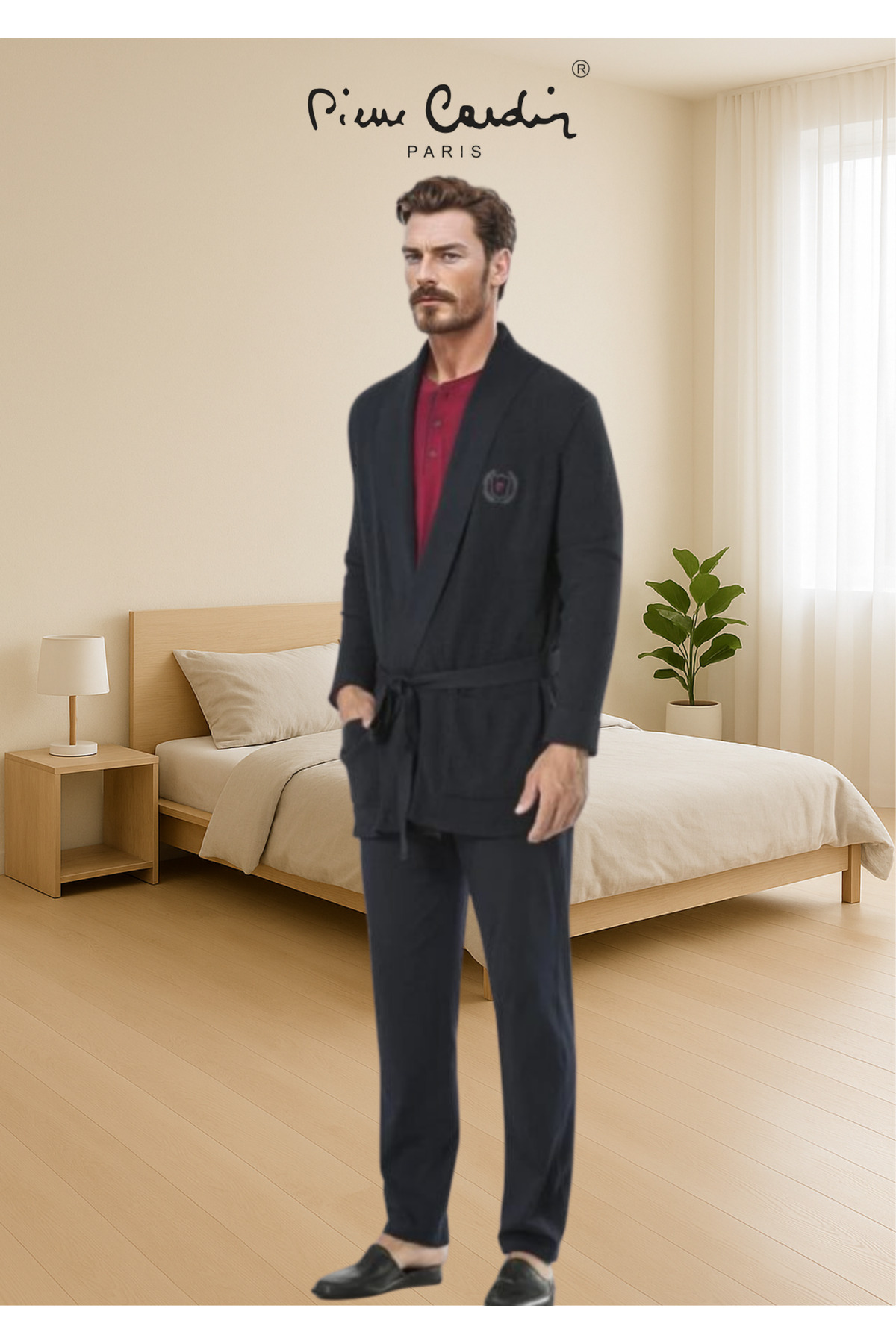 ست پیژامه و لباس خواب مردانه راسته فاق نرمال آستین کوتاه | پیر کاردین Pierre Cardin TC.PC.55.95.1904 - تصویر 2