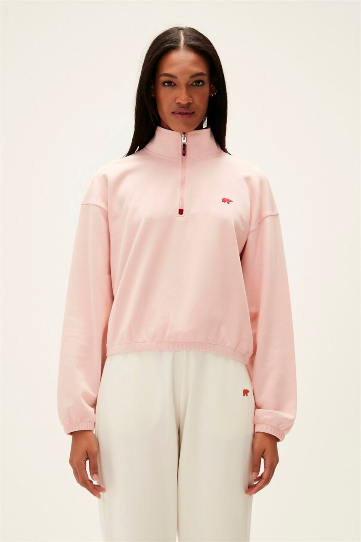Bad Bear 22.04.12.004-C39 Scarlette Half Zip Kadın Sweatshirt Pembe