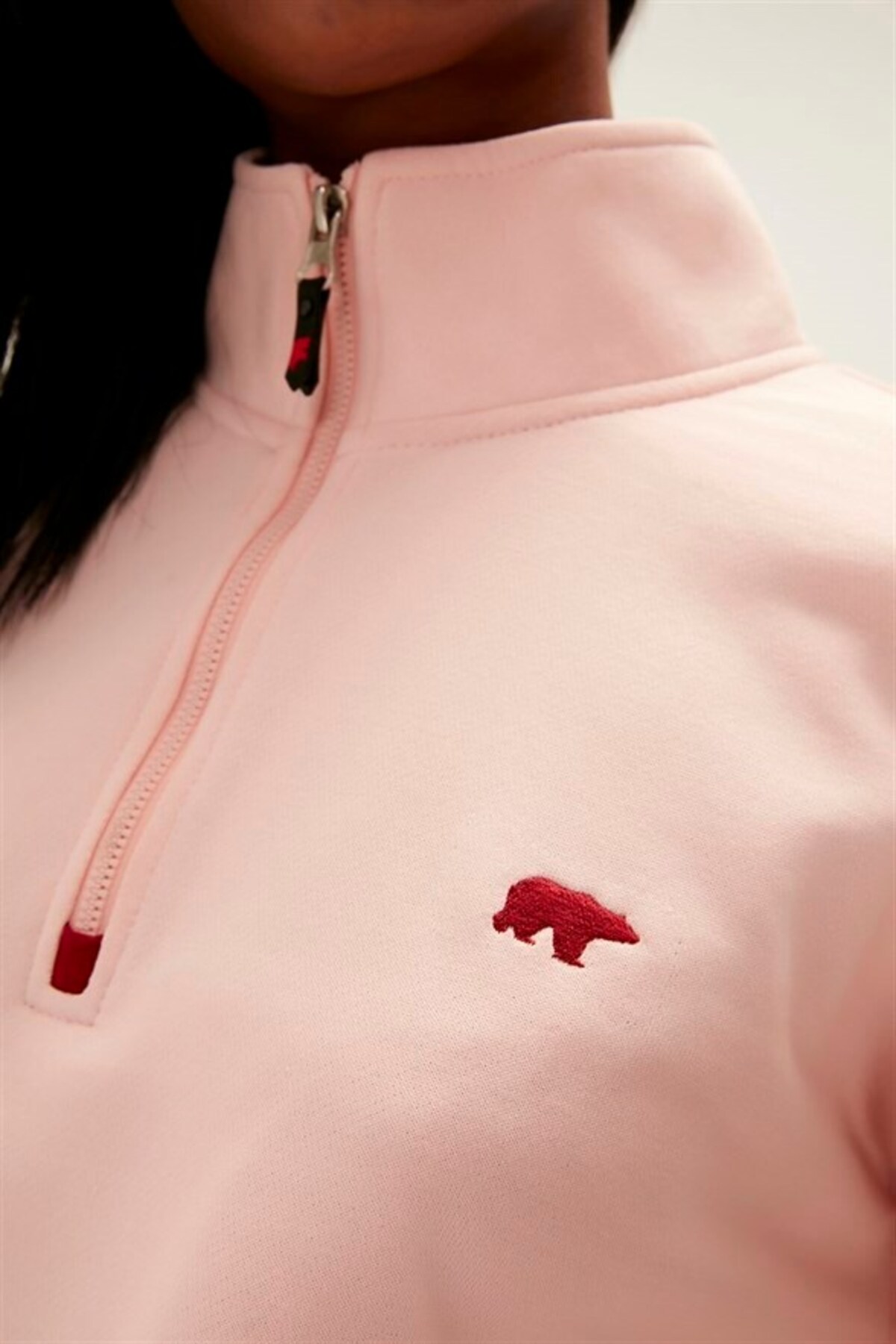 Bad Bear 22.04.12.004-C39 Scarlette Half Zip Kadın Sweatshirt Pembe görsel 5