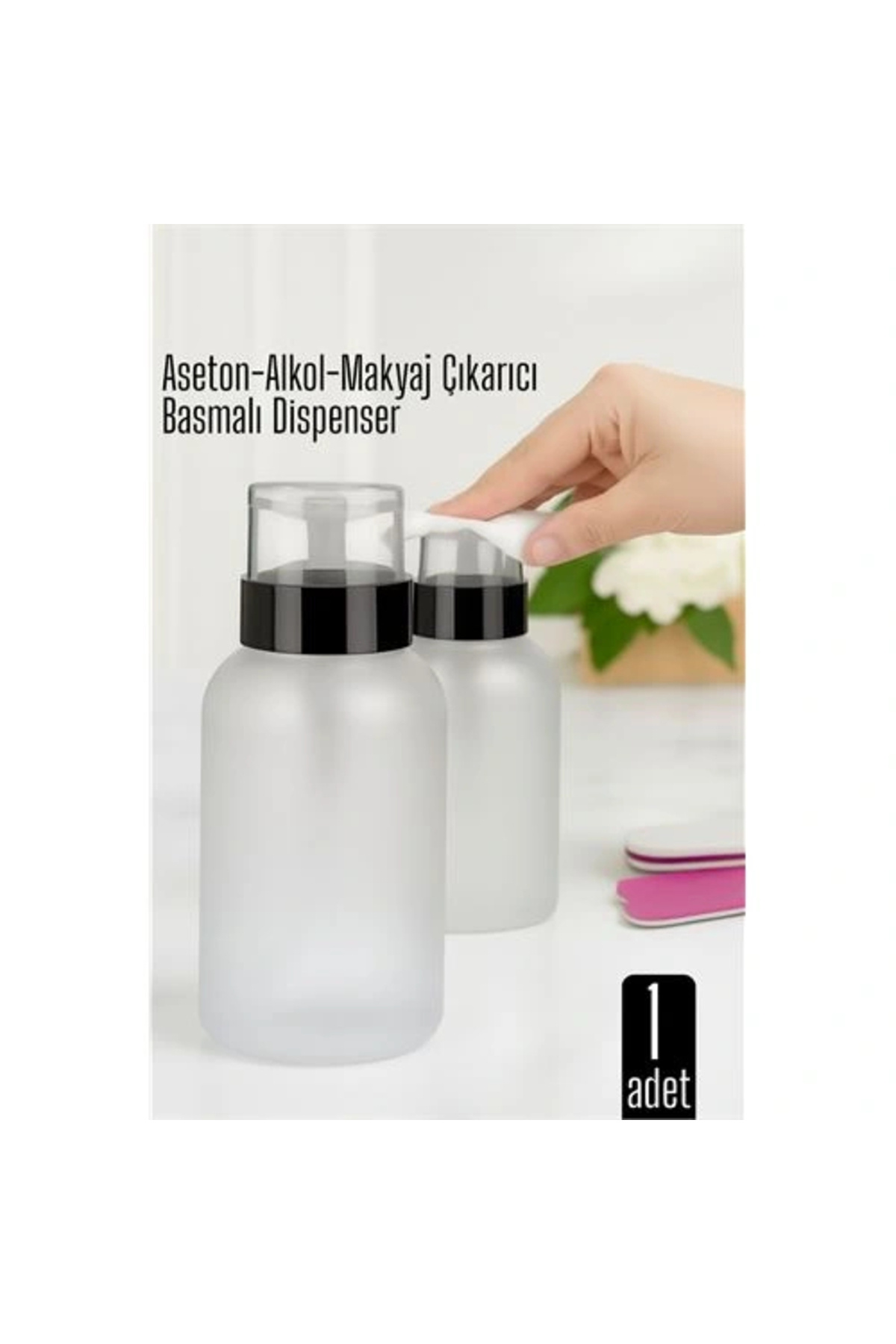 shopwave Aseton İçin Basmalı Dispenser - Aseton, Alkol ve Makyaj Temizleyici İçin Pratik Pompalı Set