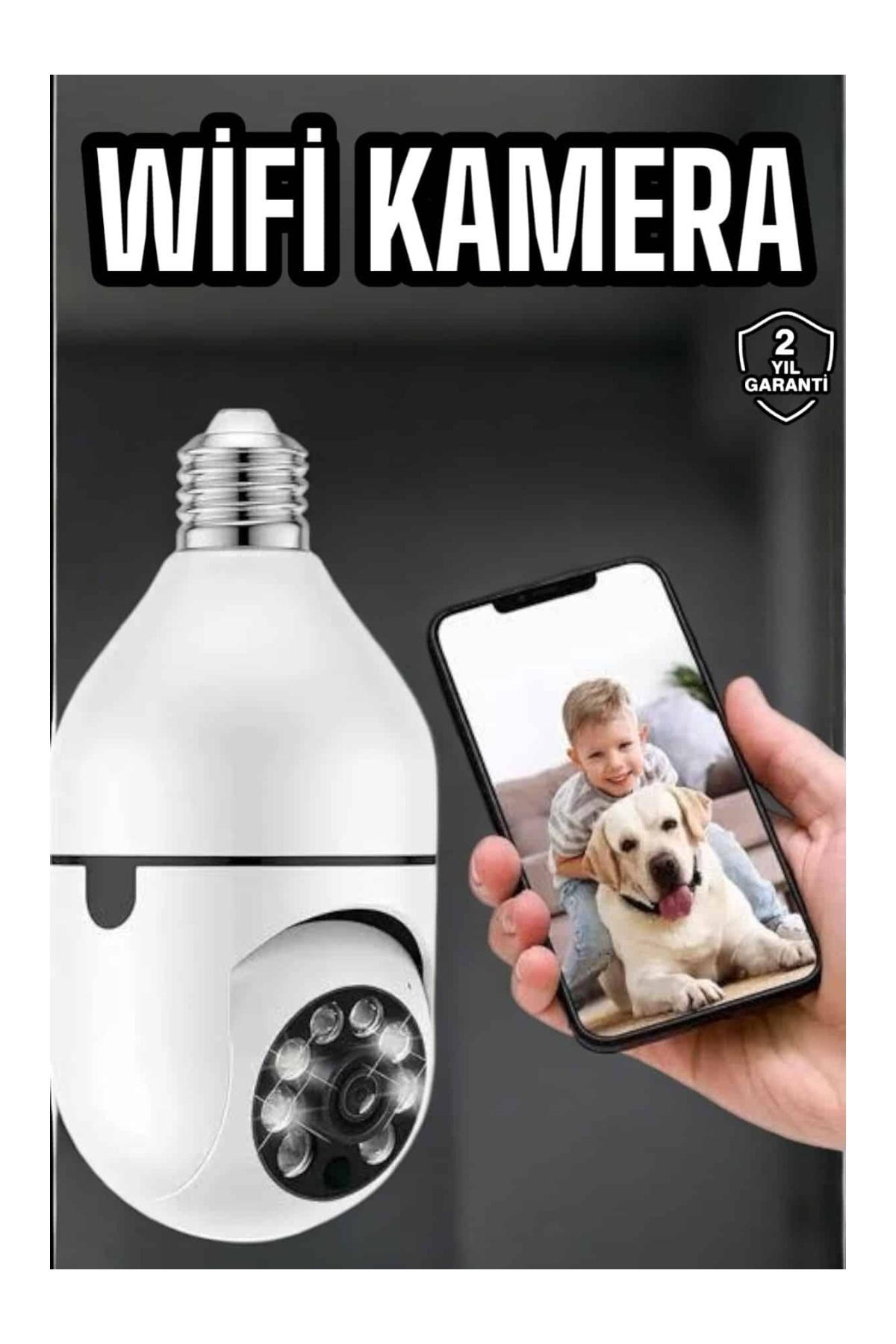 TeknoKesgin Güvenlik Kamerası Wifi Kamera Duylu Ev Kamerası Wifi Bağlantılı Dönebilen