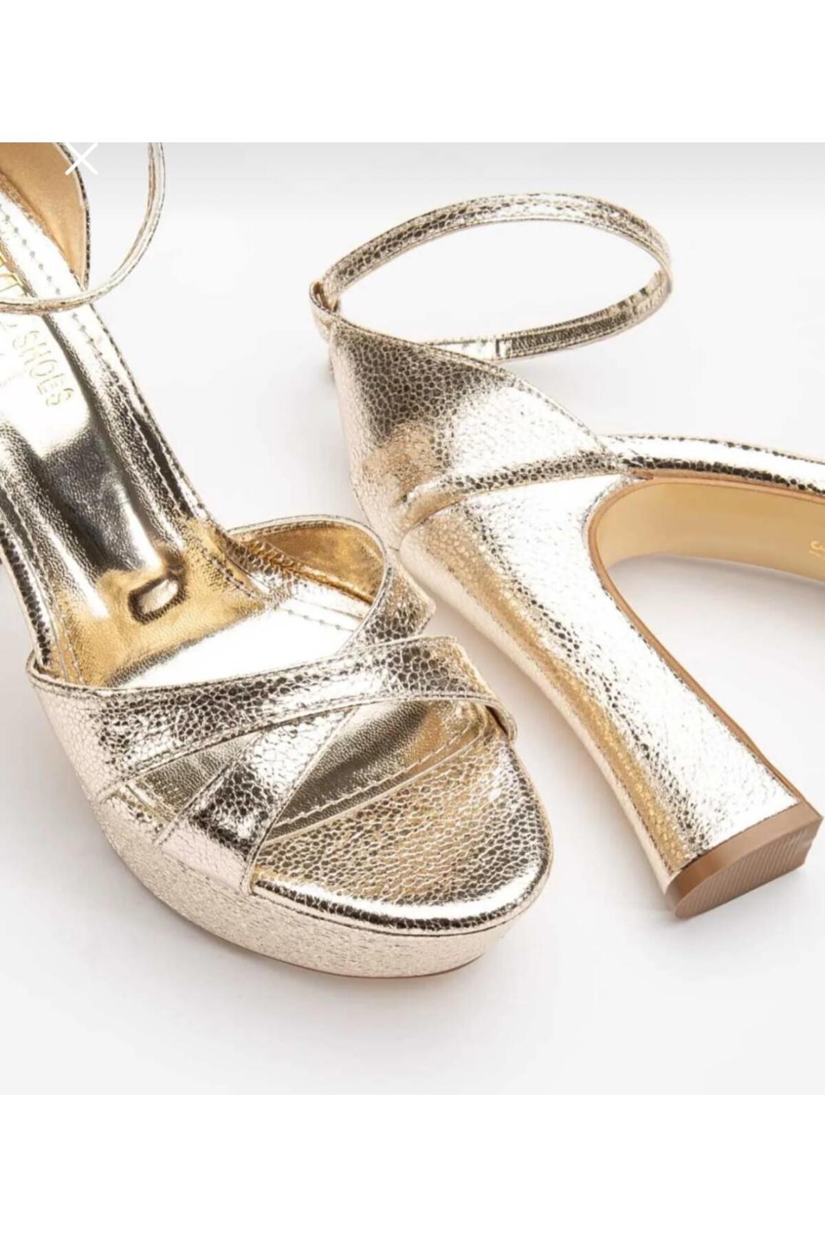 City steps  kadın topuklu abiye ayakkabı platformlu çapraz bantlı - Görsel 4