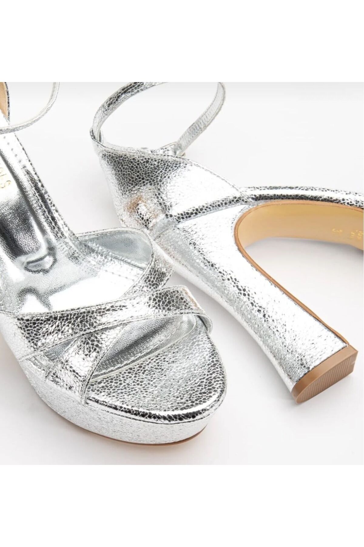 City steps  kadın topuklu abiye ayakkabı platformlu çapraz bantlı - Görsel 3