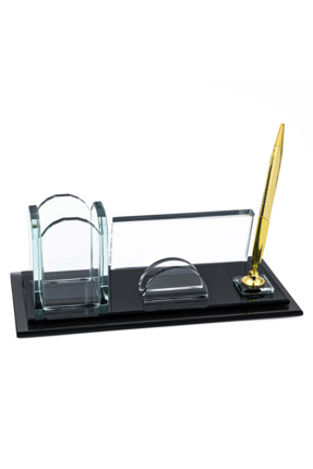 mutistore Kartlık ve Kalemlikli kristal Masaüstü İsimlik