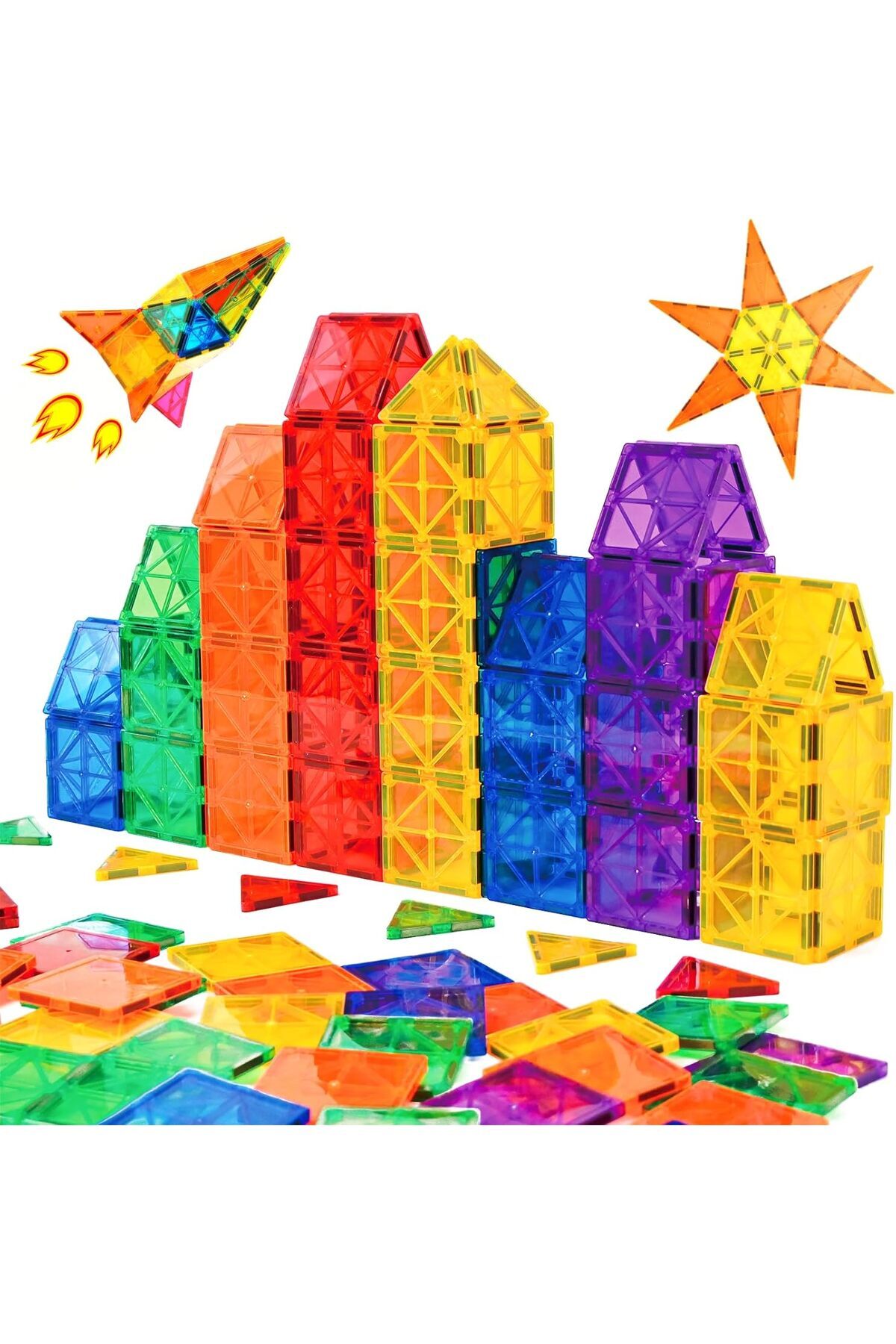 ۵۵ قطعه کاشی مغناطیسی، ست شروع ۵۵ تکه (بلوک‌های ساختنی مغناطیسی، اسباب‌بازی آموزشی STEM)