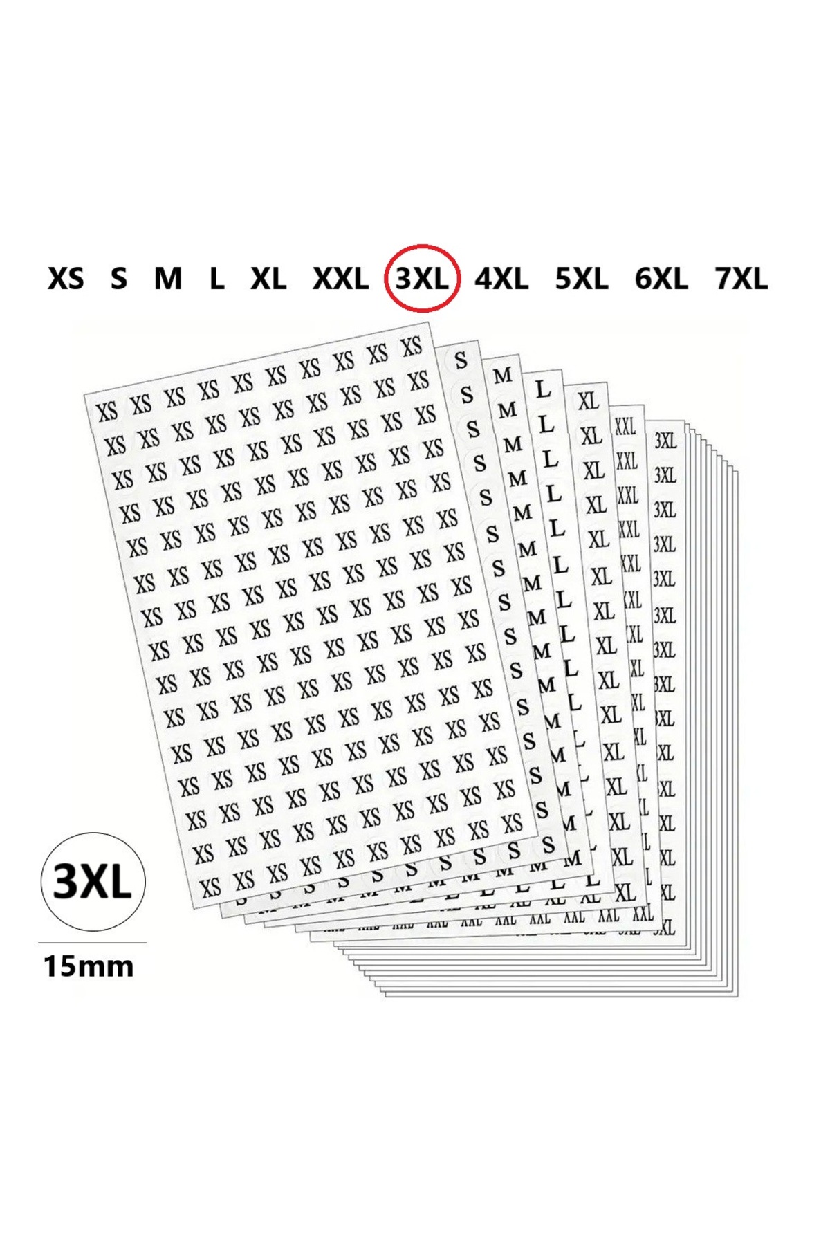 JokeyKırtasiye 3XL-Mağaza Giysi, Beden Etiket Çapı-15mm Kendinden