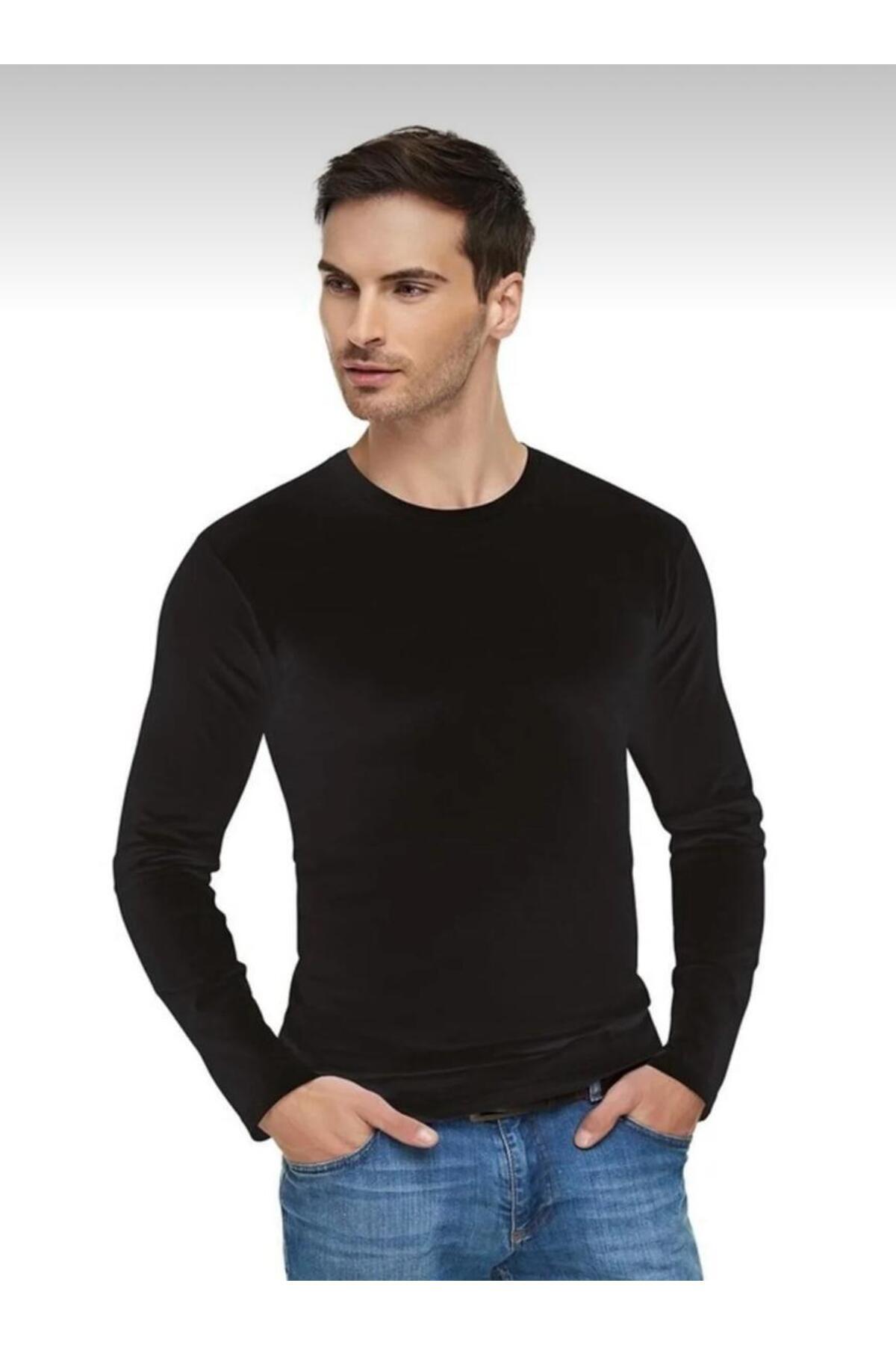 mcmorcity Elit 2'Li Erkek Elestan Pamuklu Likralı Sıfır Yaka Uzun Kol Body 1302