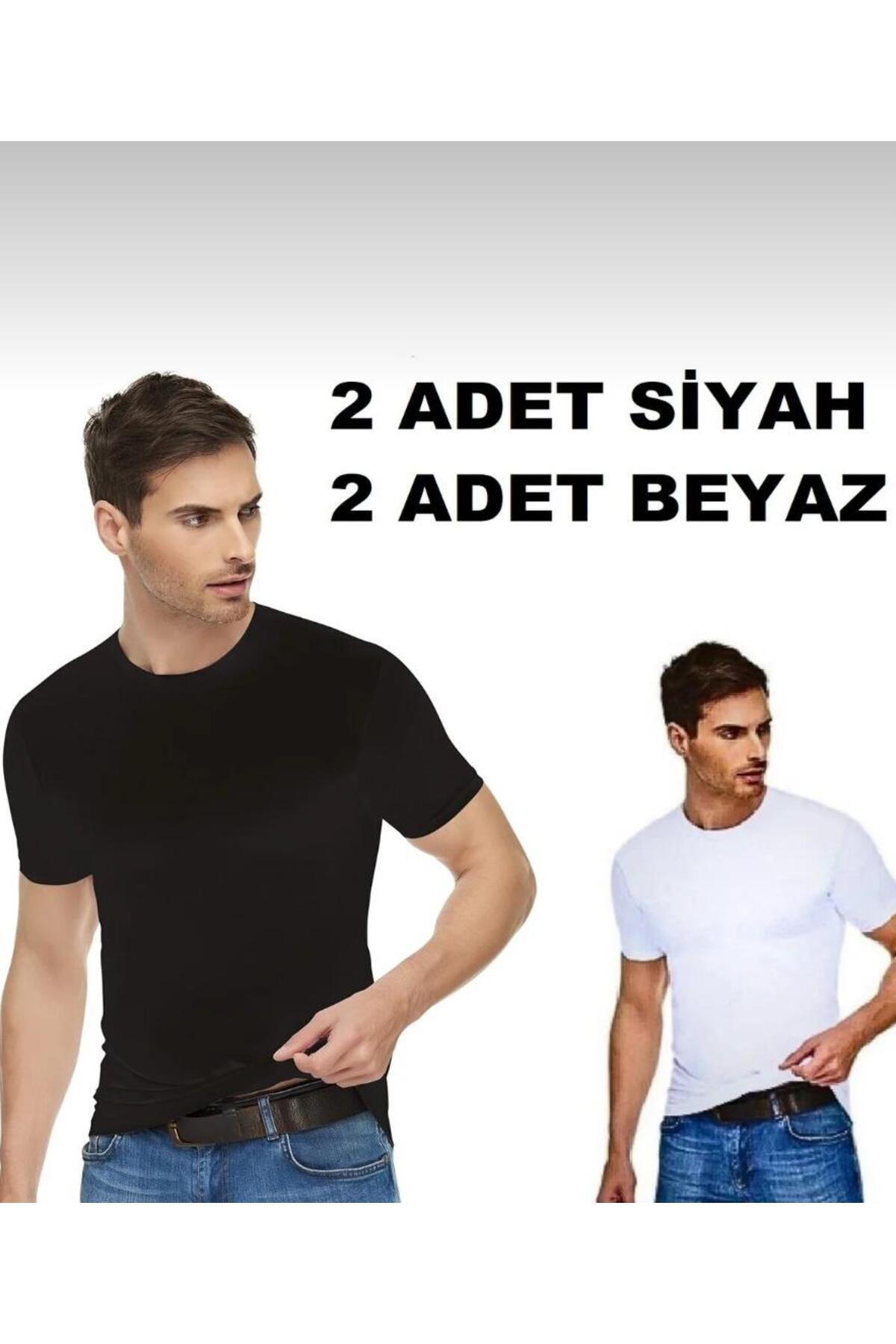 mcmorcity Elit 4'Lü Erkek Elestan Pamuklu Likralı Sıfır Yaka Kısa Kol Body 1301