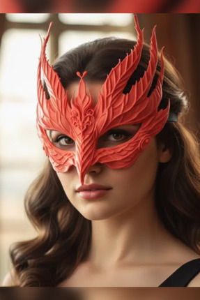 Genç 3D Luna Noir Maske – Zarif Karanlık Dekoratif 3D Baskı Yüz Maskesi | Cos...