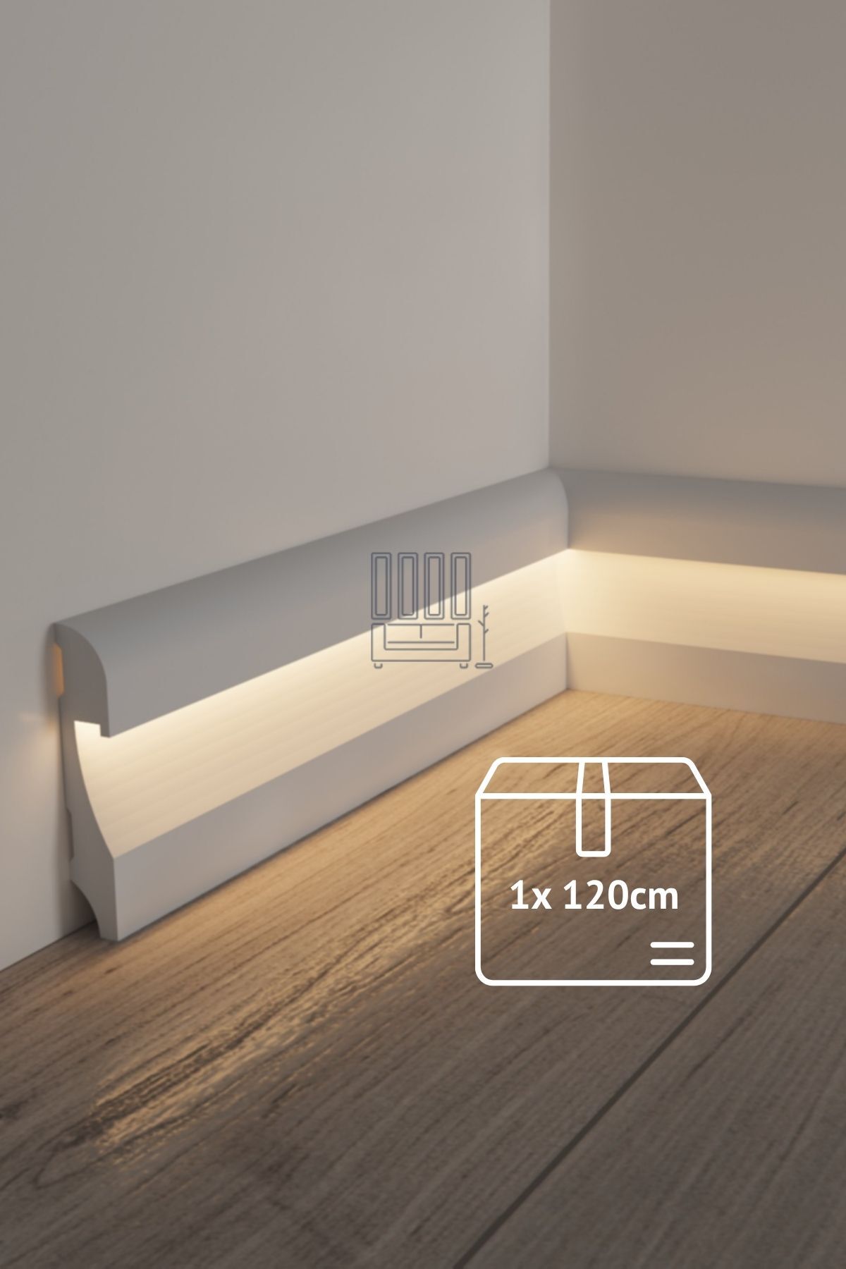 Evime Decor 11 cm Ledli Süpürgelik, Beyaz Polimer Bir Boy 120 cm ...