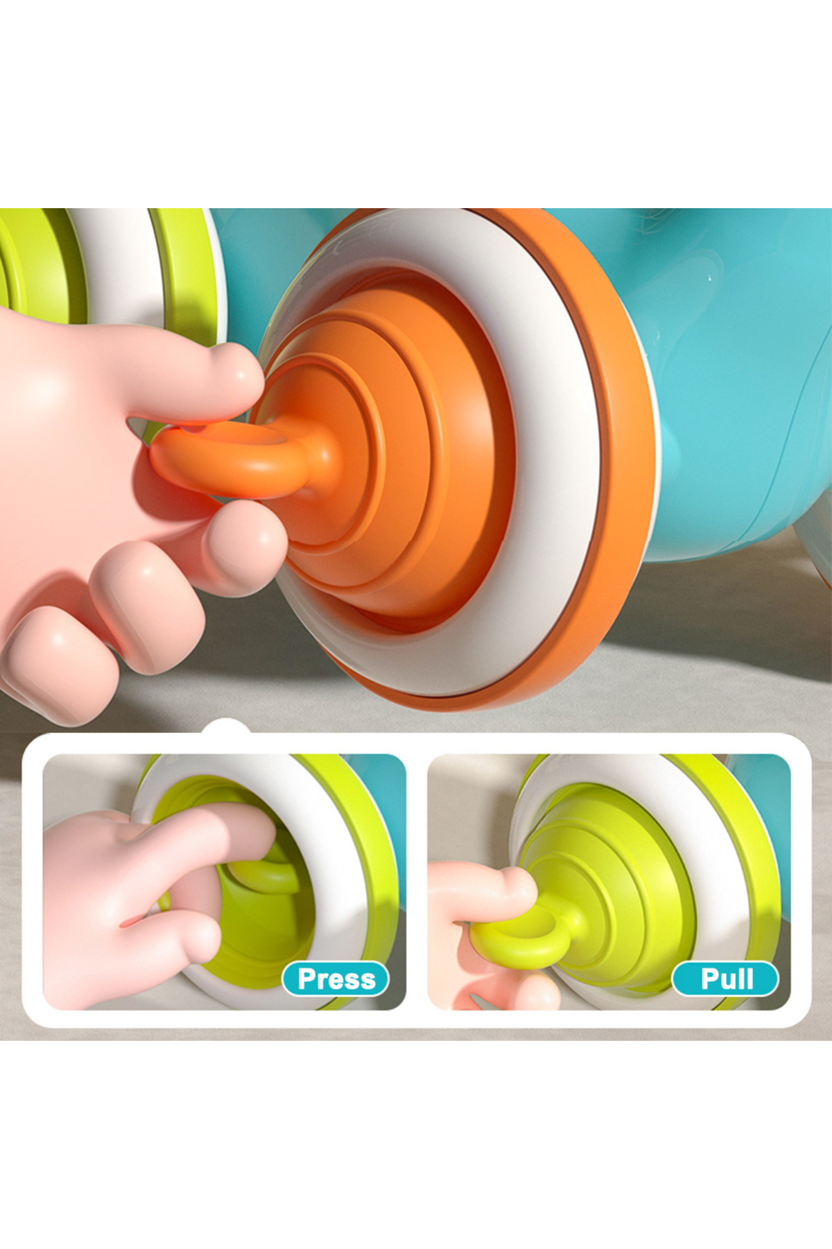 tutobaby Montessori Çıngıraklı Fil Araba Oyuncağı (Yumuşak Silikon Tekerlekli) fotoğrafı 3 (önizleme)