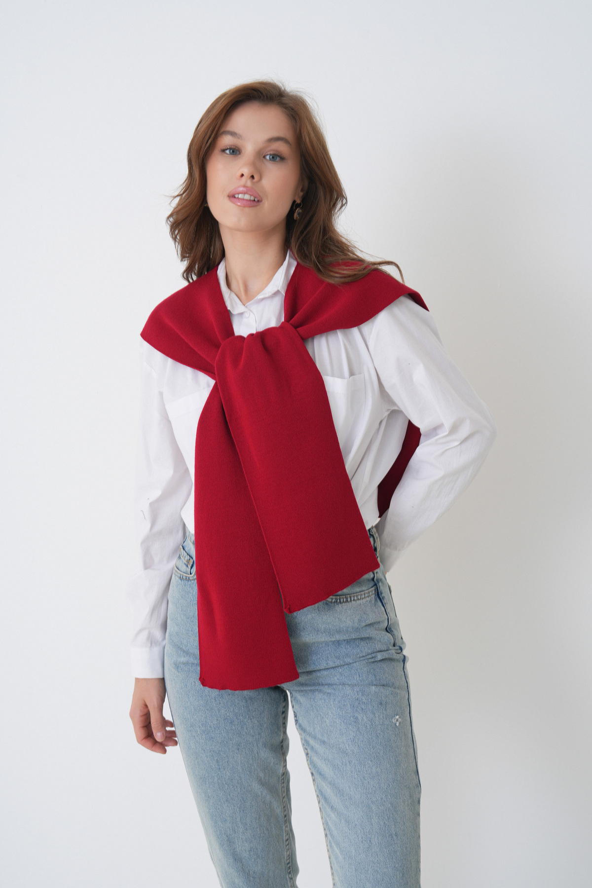 saint majesta  %100 Akrilik Triko Omuz Şalı Kadın Ofis Günlük Moda Atkı- SM2026 - Görsel 4