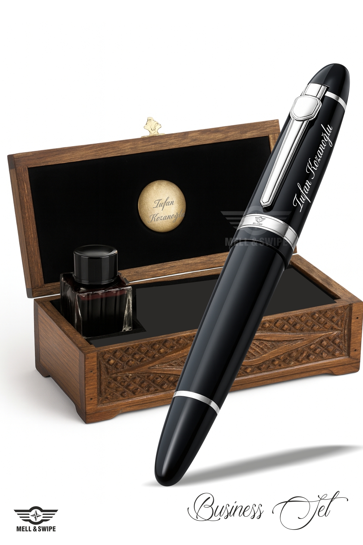 MELL & SWIPE Kişiye Isme Özel İsim Baskılı Ahşap Kutulu Lüks