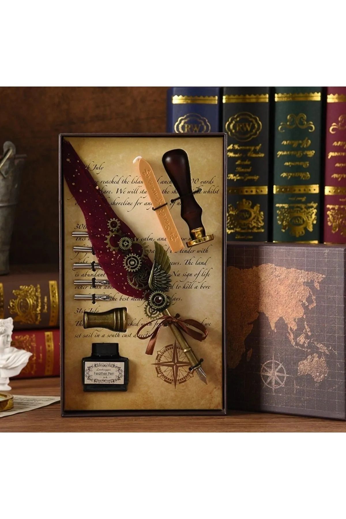 GLOW GIFTSS Tüylü Mürekkepli Divit Kalem Seti Ofis öğretmenler günü, yılbaşı hediye, sevgili