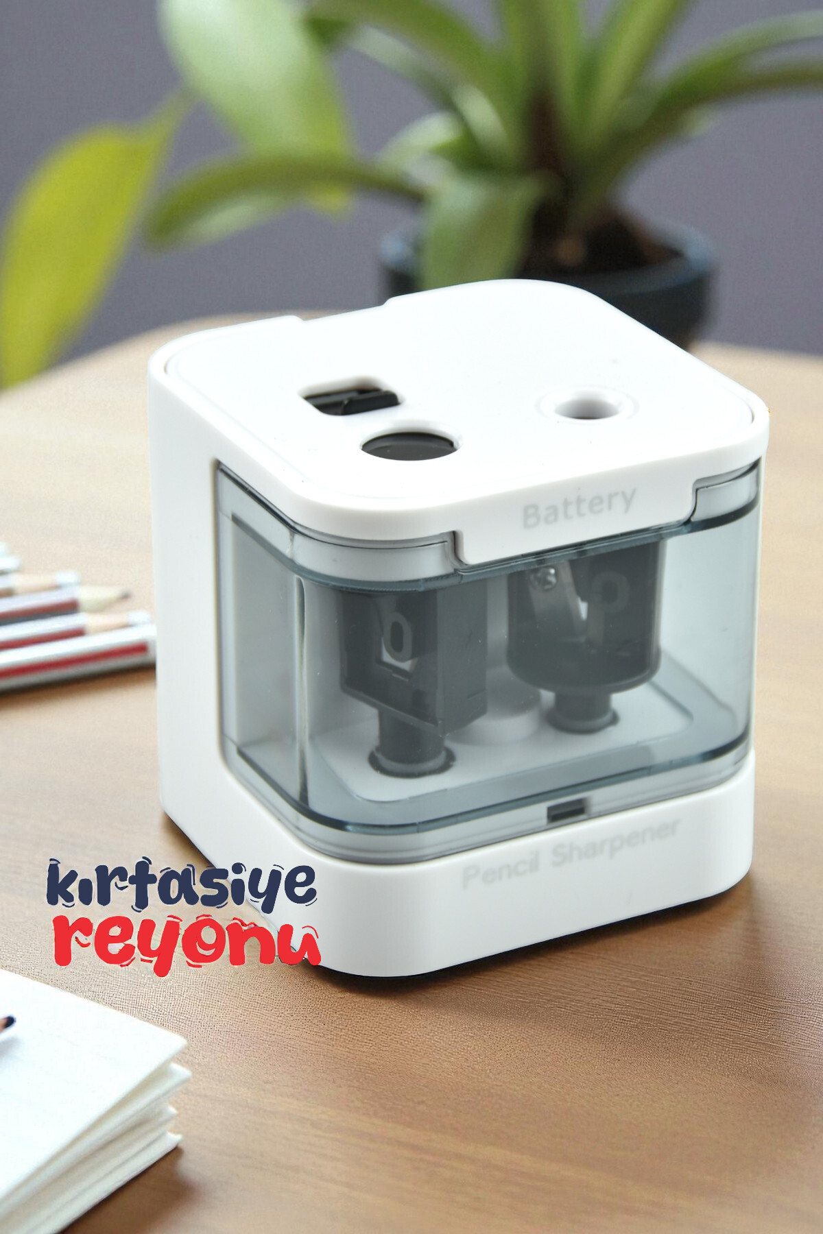 Venino Premium Kalite Profesyonel Pilli Çift Bıçaklı Jumbo Kalemtıraş