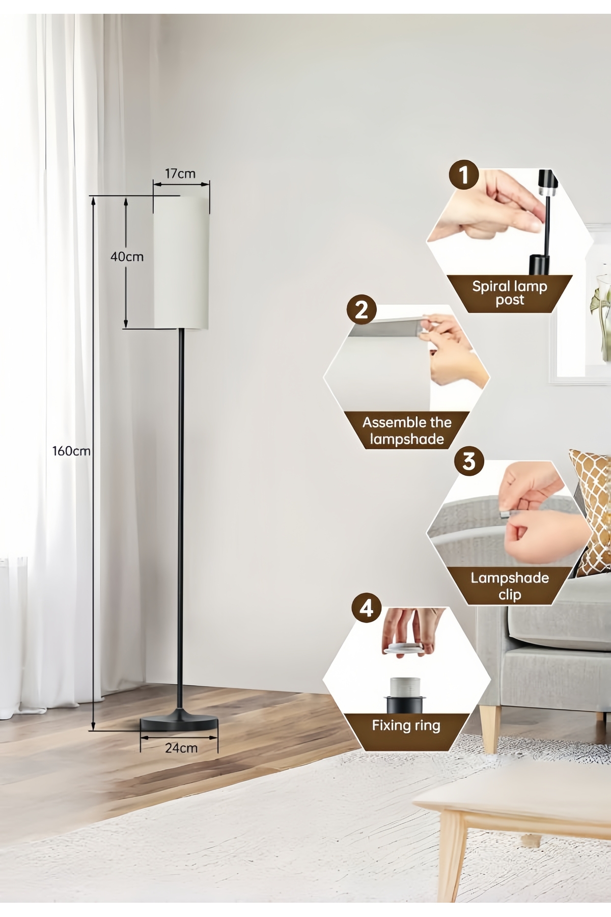 مصباح أرضي ذكي مع تطبيق وجهاز تحكم عن بعد، 3 درجات...