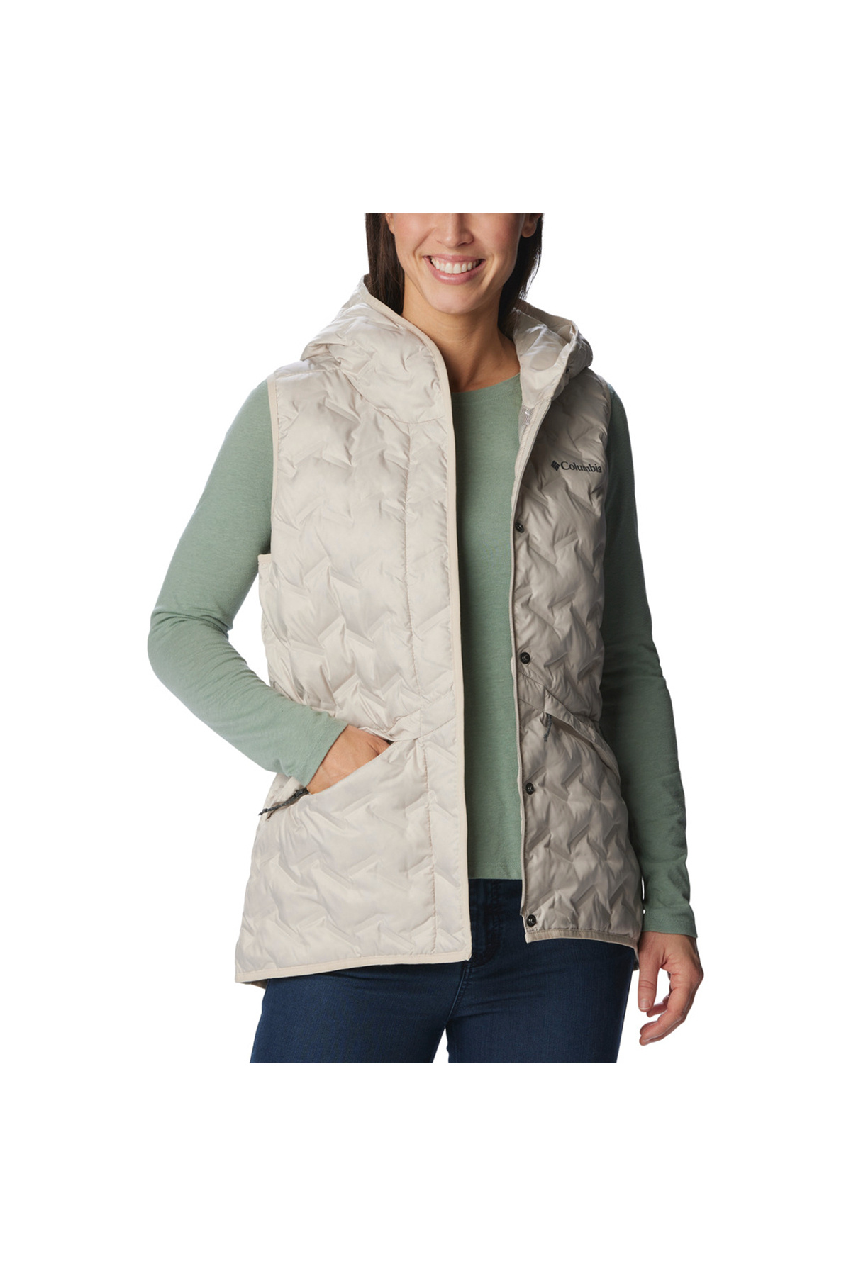 Columbia Delta Ridge II Down Hooded Kadın Bej Outdoor Yelek WK8716-278