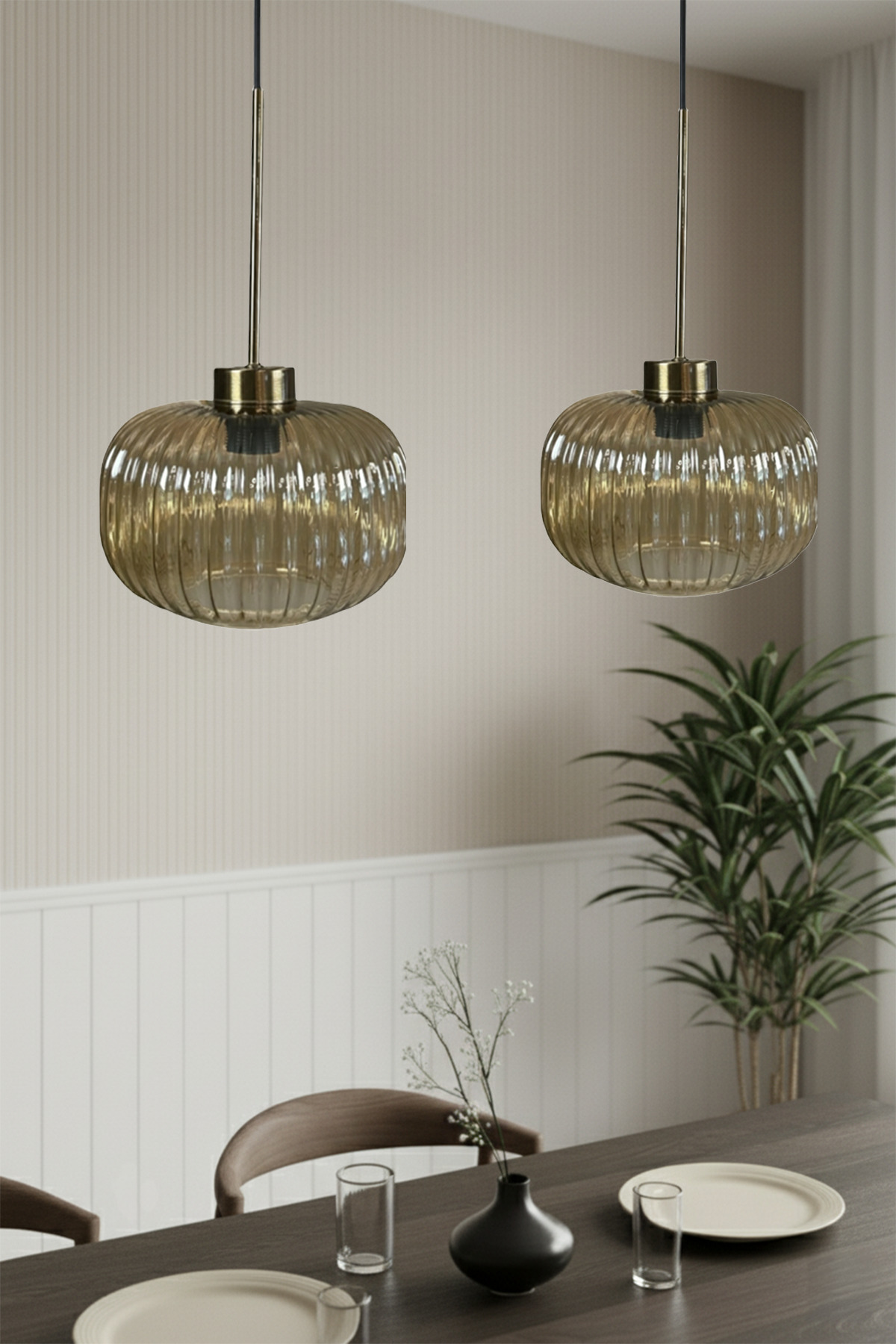 Break Honey Glass Dual Chandelier Thin Antique Headboard Retro Pendant Lamp Living Room Lighting