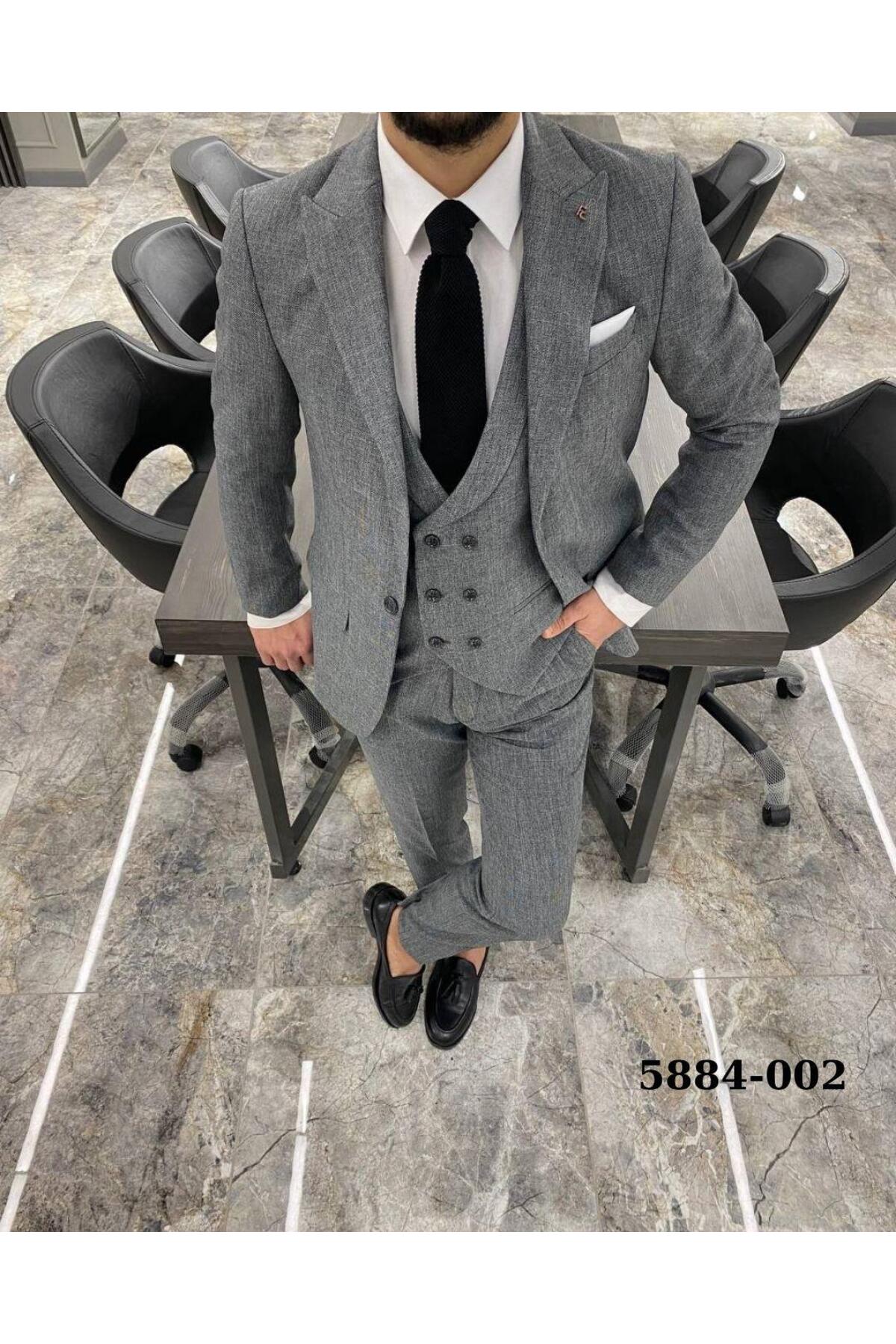 YELEKLI DESENLI TAKIM ELBISE — رنگارنگ P222058841