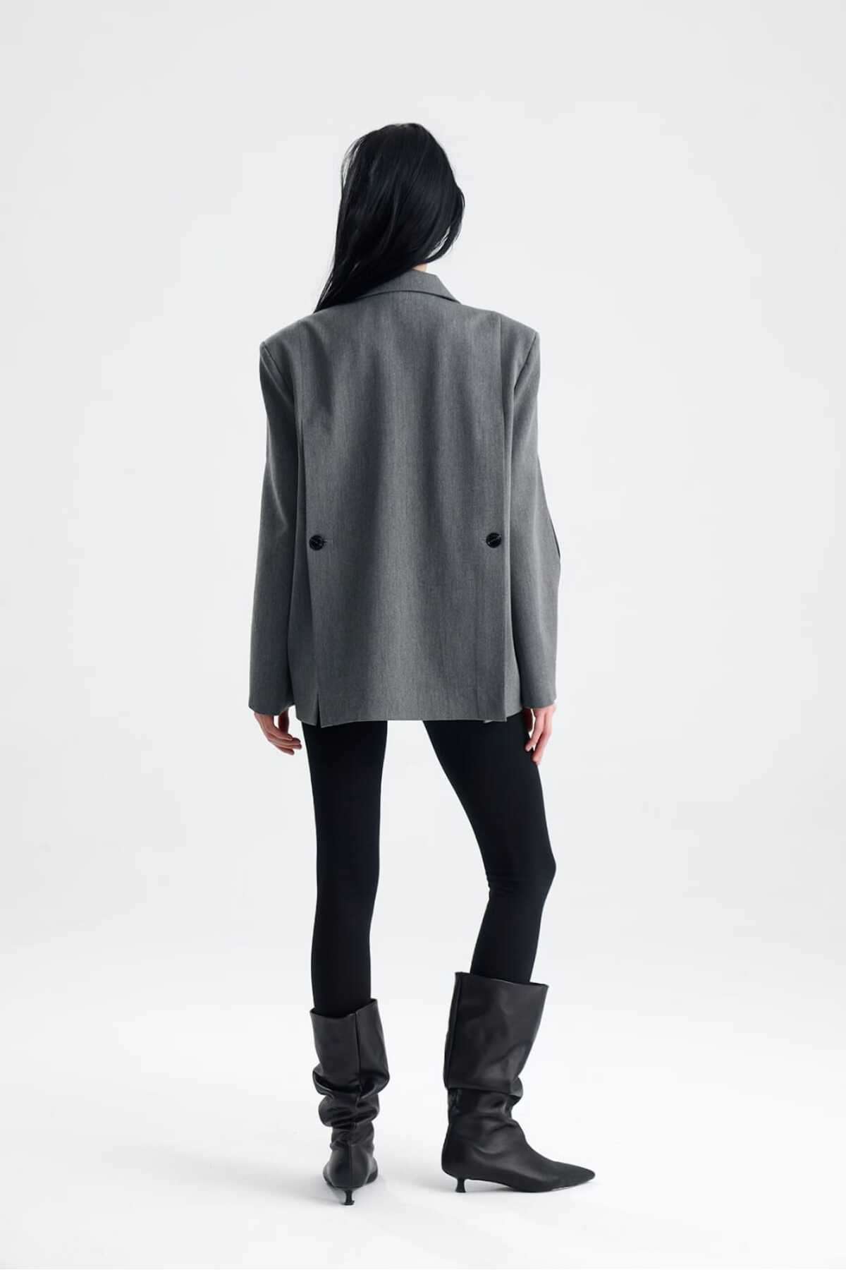 GACA COLLECTION  MANAROLA Blazer Ceket Kol Ve Sırt Düğme Detaylı - Görsel 5