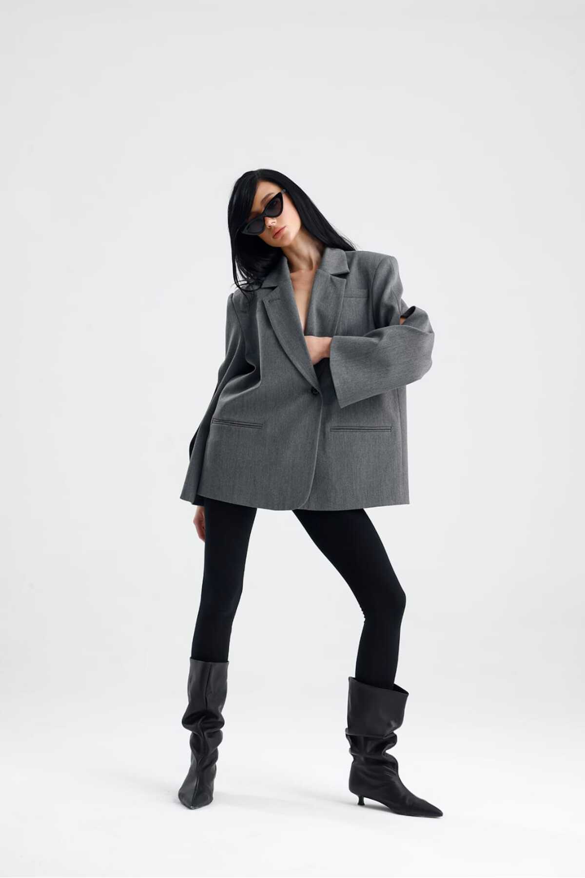 GACA COLLECTION  MANAROLA Blazer Ceket Kol Ve Sırt Düğme Detaylı - Görsel 4