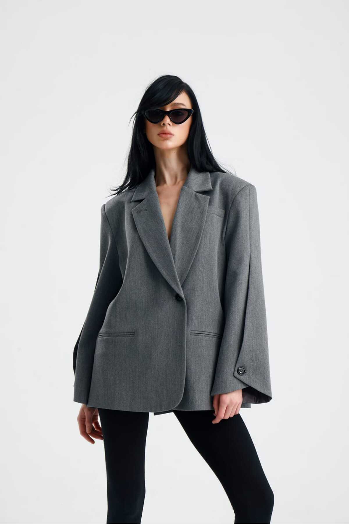 GACA COLLECTION  MANAROLA Blazer Ceket Kol Ve Sırt Düğme Detaylı