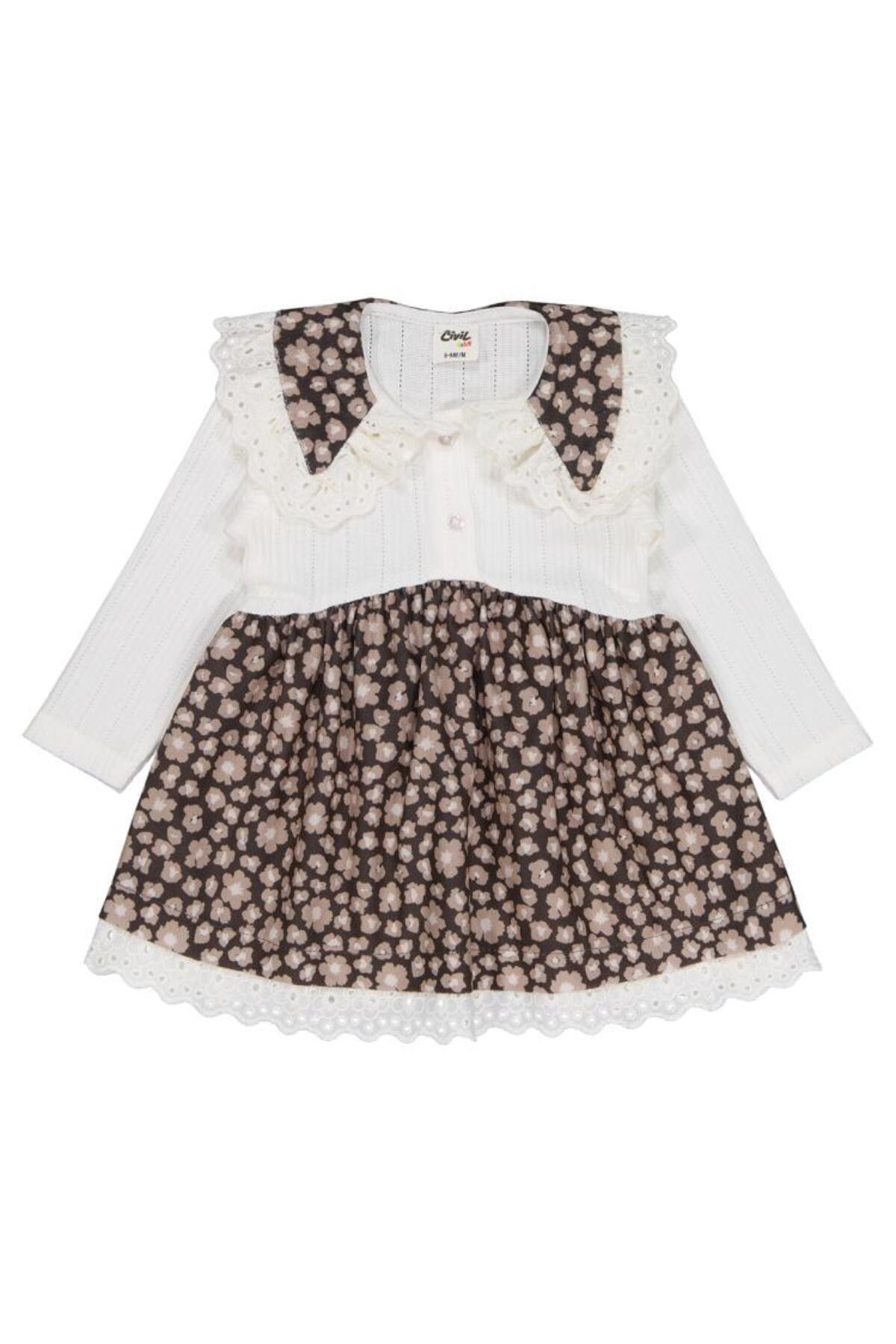 سیویل بیبی لباس مجلسی طرح گلدار سایز ۶-۱۸ ماه - بژ، ۱۸-۲۴ ماه سیویل بیبی لباس مجلسی طرح گلدار سایز ۶-۱۸ ماه - بژ، ۱۸-۲۴ ماه