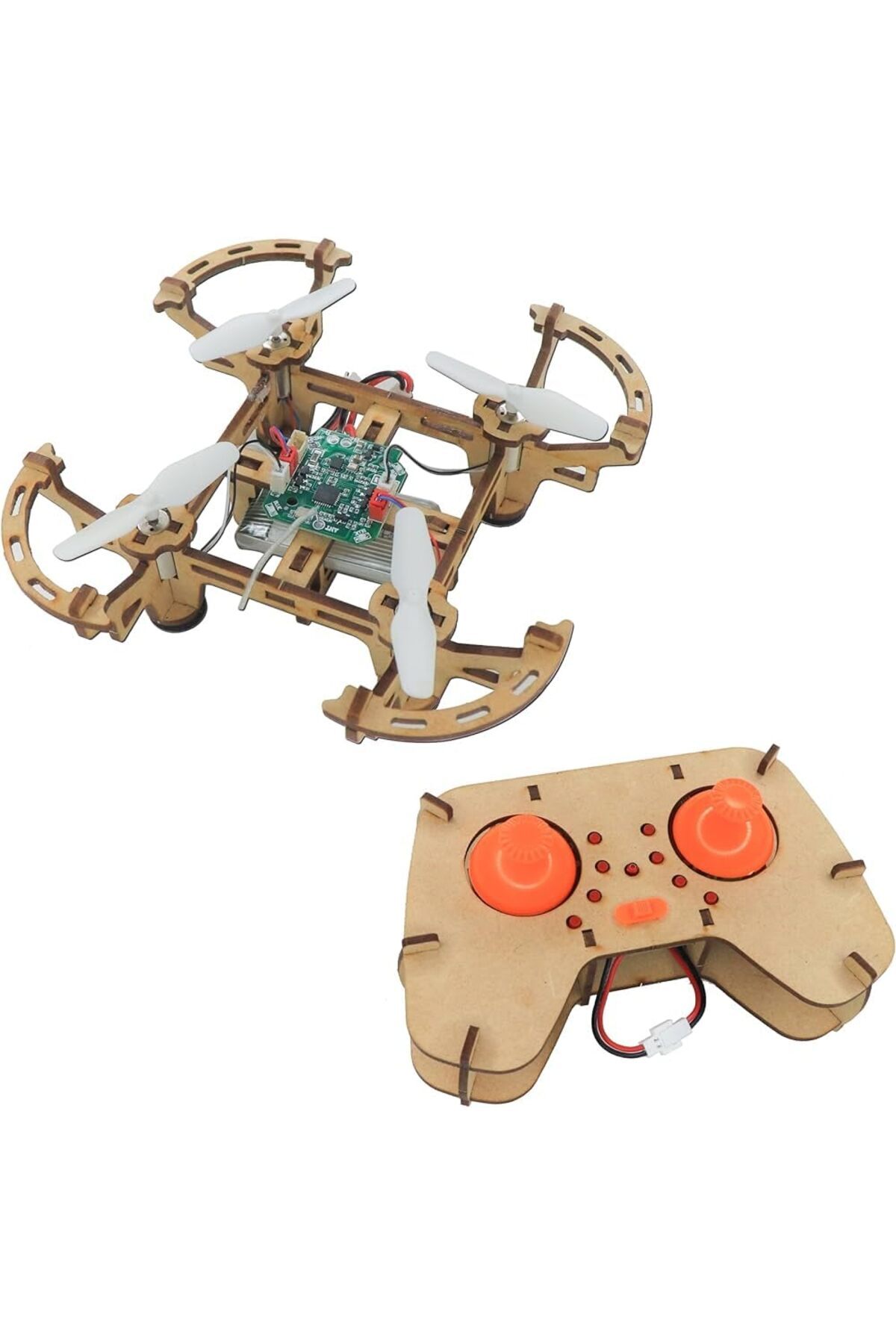 FIVIONT DIY Ahşap Drone Kiti – Eğitim Amaçlı Dörtlü Pervaneli Quadcopter Montaj Seti, Uzaktan Kumandalı