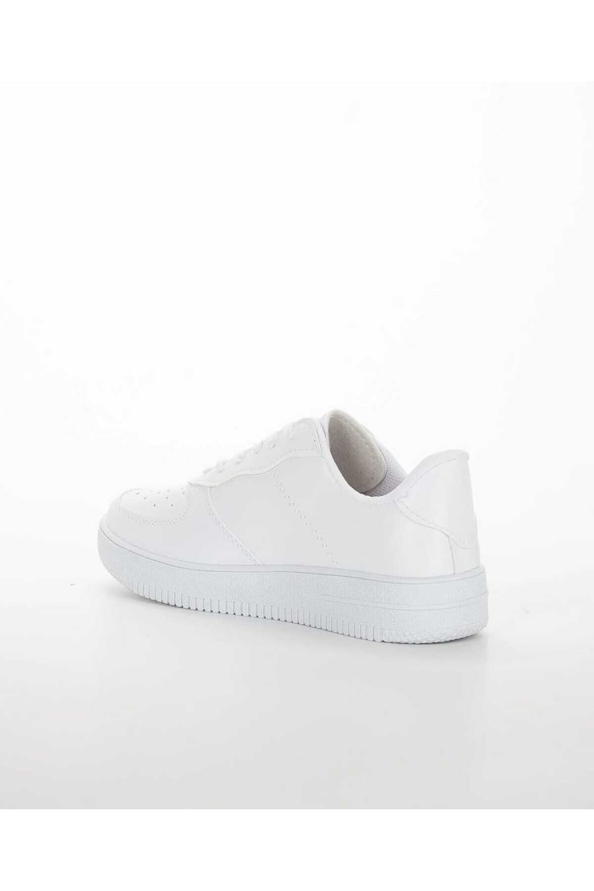 WEBORN  Kadın Günlük Kalın Taban Sneakers Bağcıklı Beyaz Rahat Model Yürüyüş Ayakkabısı - Görsel 6