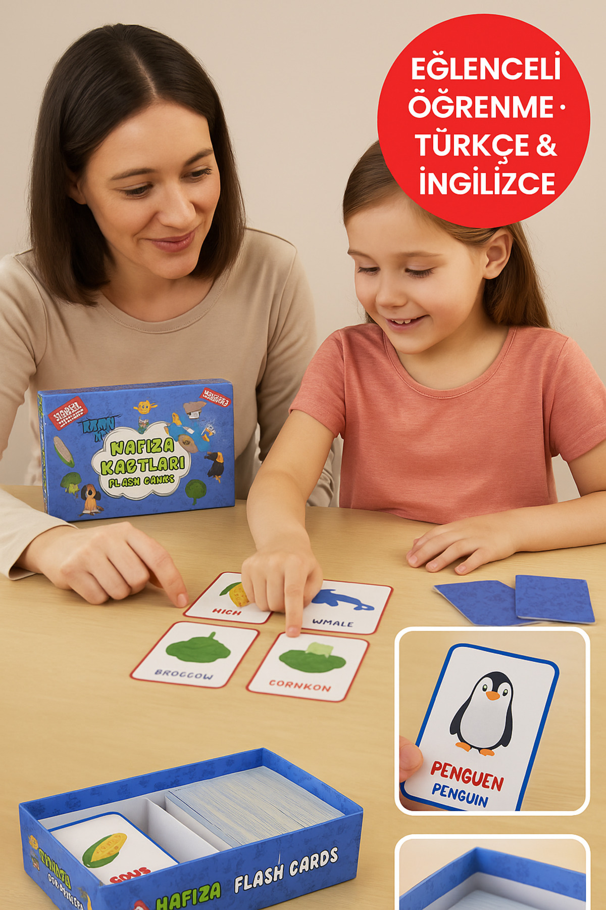 TOYFEST Hafıza Kartları Flash Cards 108 Parça • Türkçe İngilizce Kelime Oyunu • Zeka ve Dikkat Gelişimi fotoğrafı 3 (önizleme)