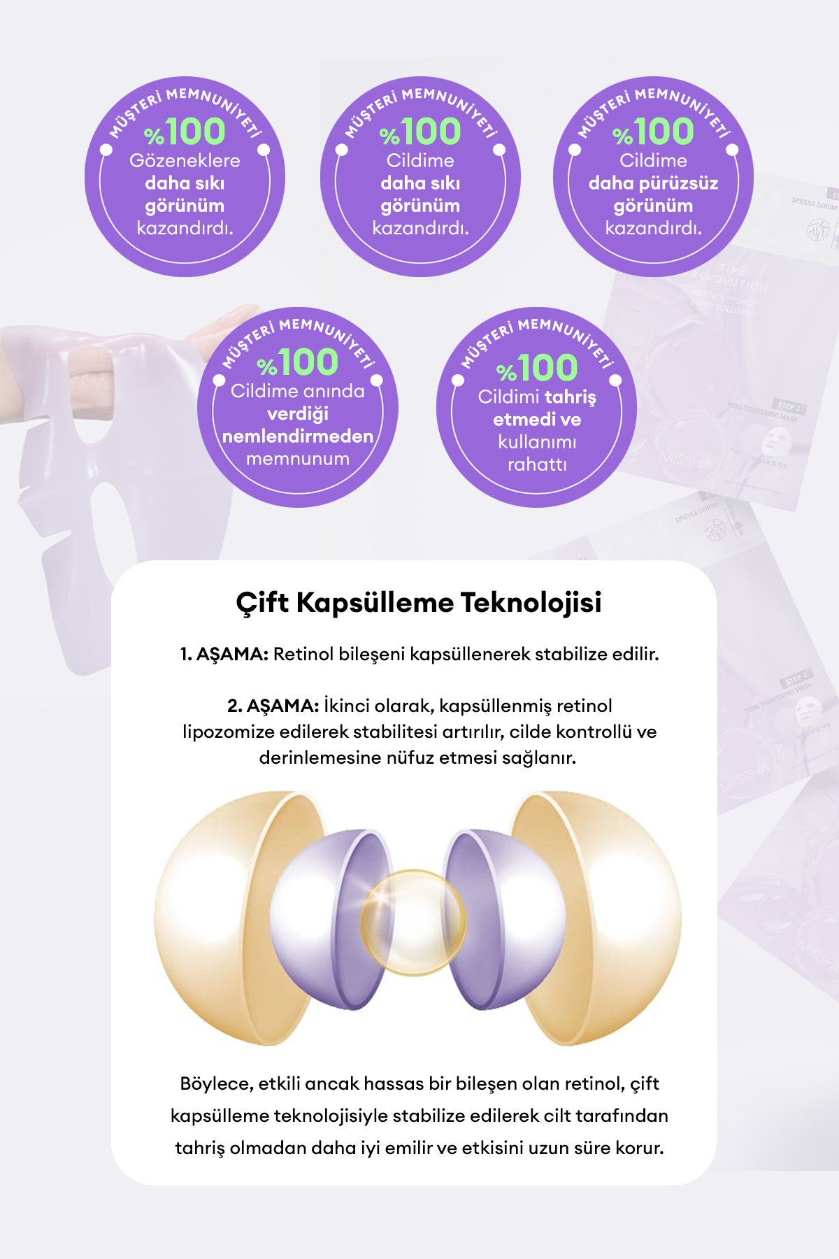 Retinol İçerikli 2 Adımlı Jel Maske Time Revolution Retinol 1000 Shot 2 Step Solution Mask — 8420 — تصویر 6 از 9