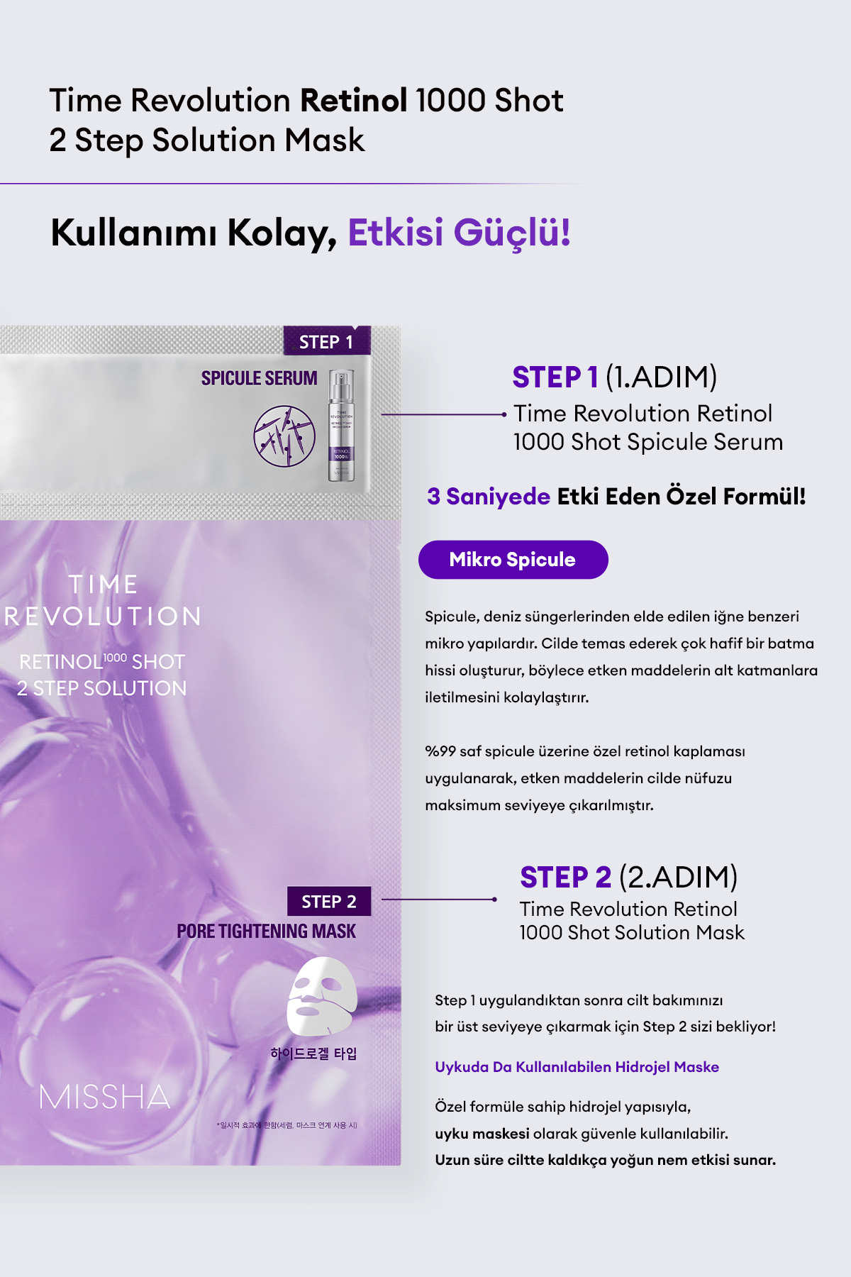 Retinol İçerikli 2 Adımlı Jel Maske Time Revolution Retinol 1000 Shot 2 Step Solution Mask — 8420 — تصویر 5 از 9