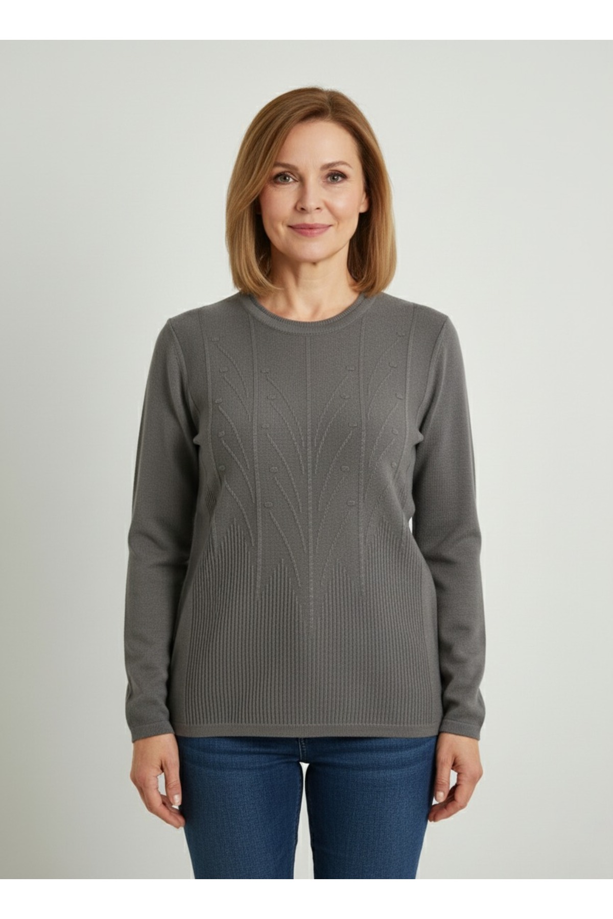 nacar çarşı  Anne & Kadın Günlük Triko Kazak – Sade Bisiklet Yaka, Regular Kalıp - Görsel 4