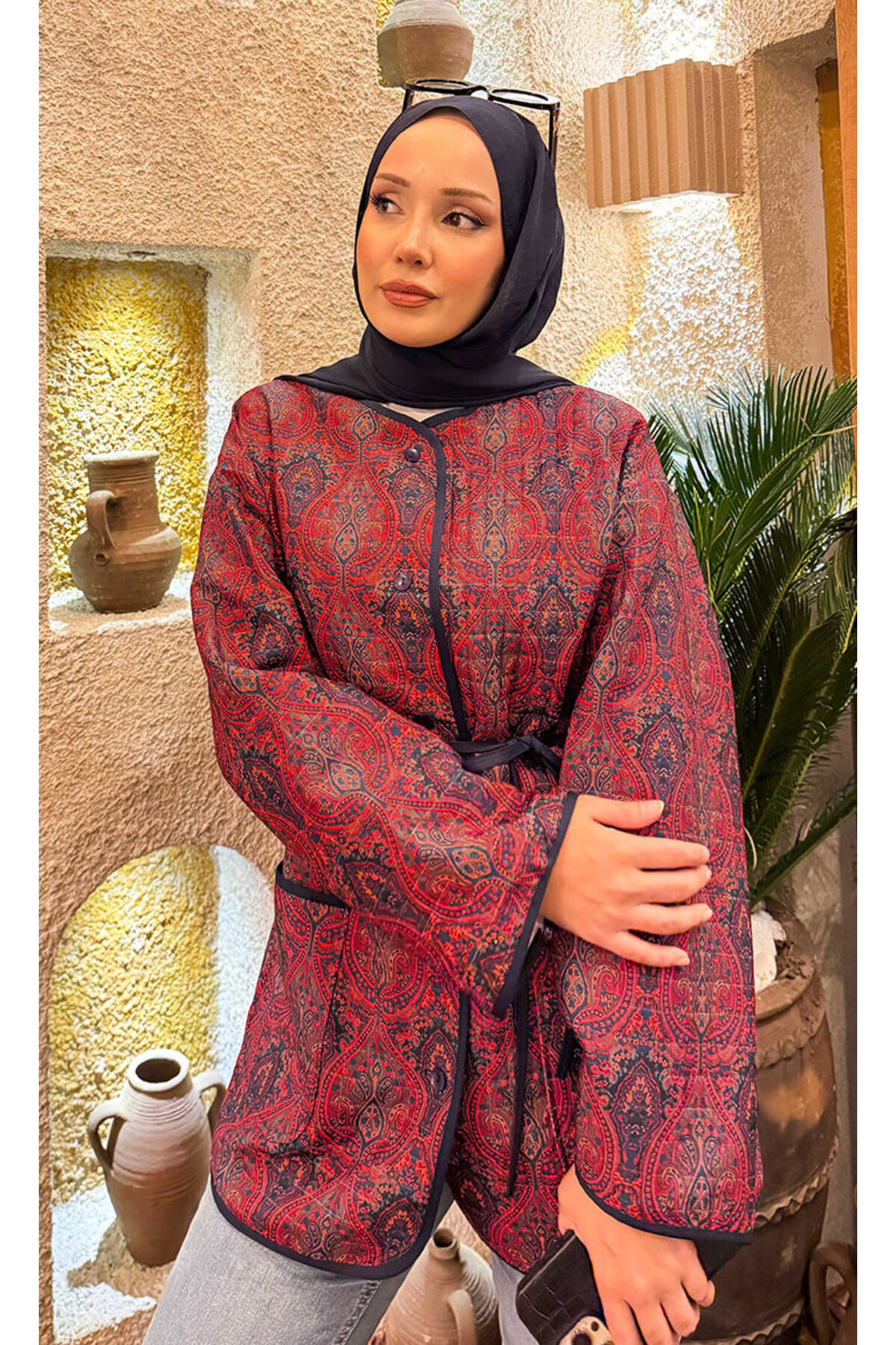 EBRUTESETTÜR  Cep Detaylı Bohem Kapitone Ceket -20 - Görsel 4