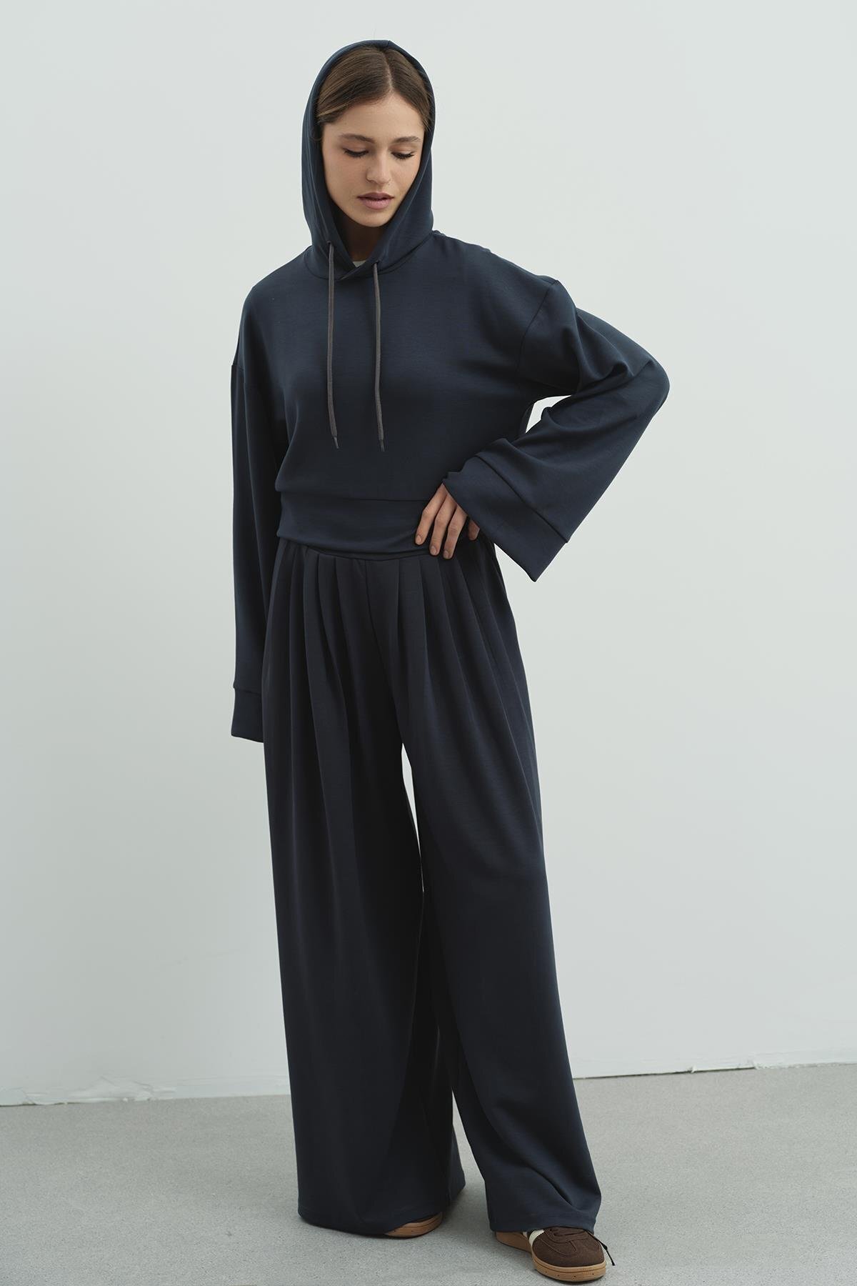 C&CITY  Pure Touch Pileli Bol Pantolon CC7006 Füme