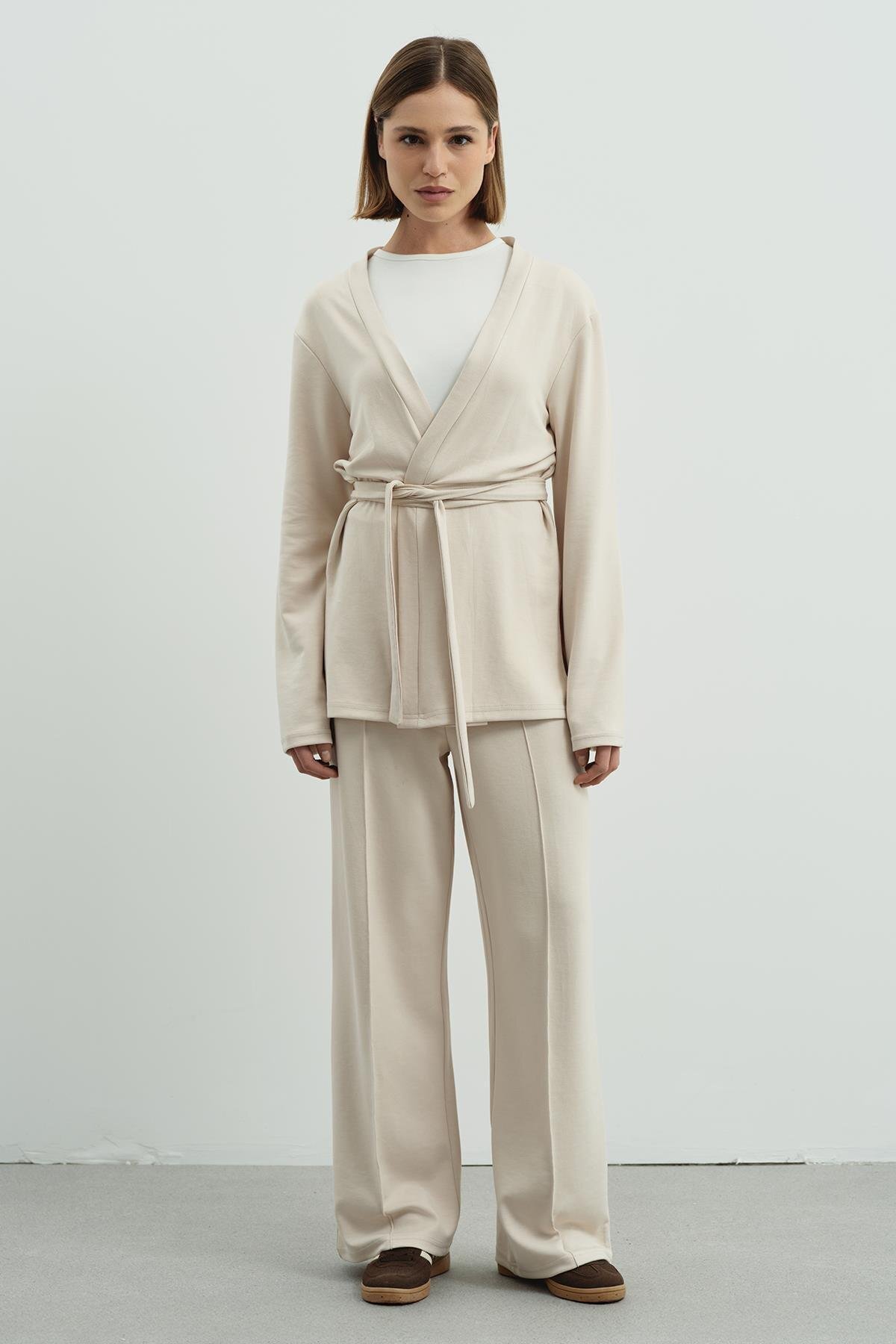 C&City Pure Touch Nervür Dikişli Pantolon Bej