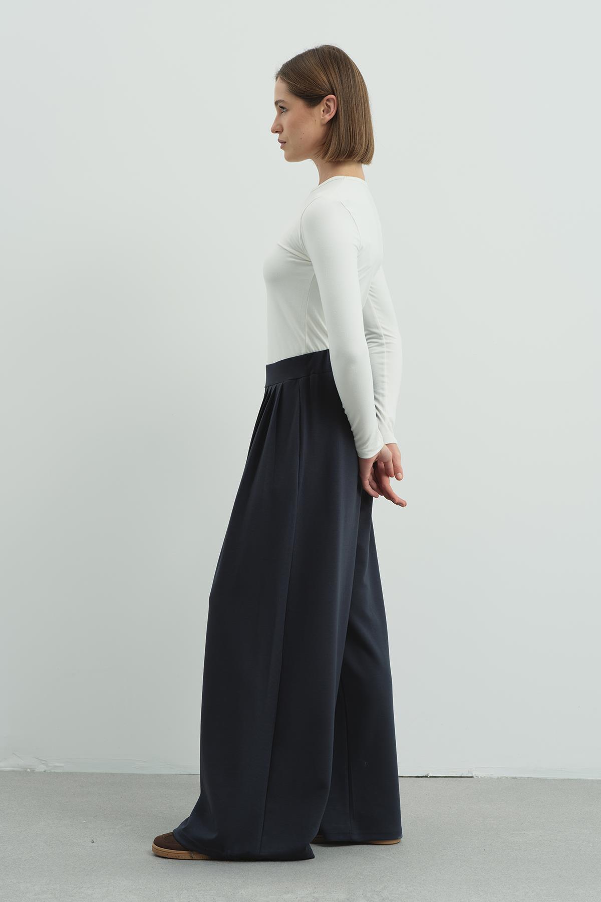 C&CITY  Pure Touch Pileli Bol Pantolon CC7006 Füme - Görsel 5