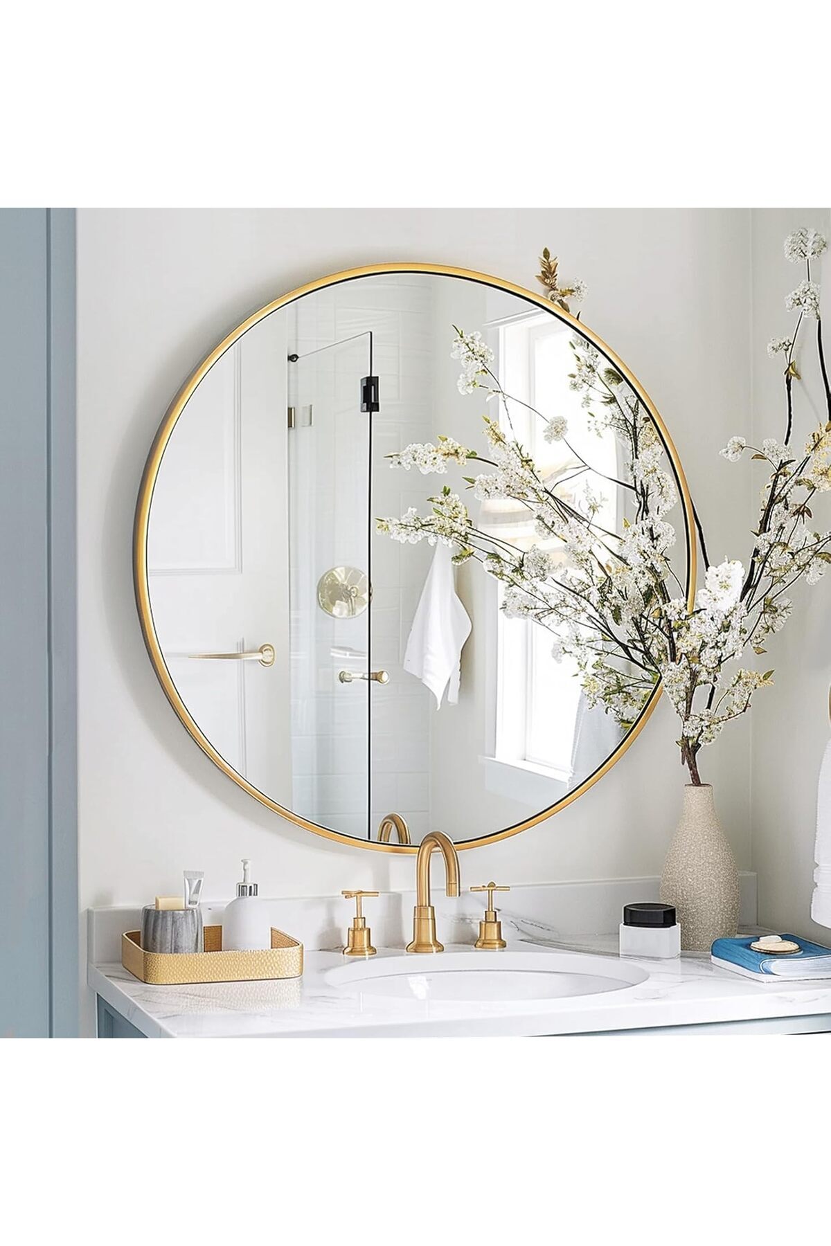 مرآة أكريليك دائرية لاصقة على الحائط – مرآه عصرية مقاومة للكسر وآمنة بوضوح عالي,مرايا ديكور 🪞