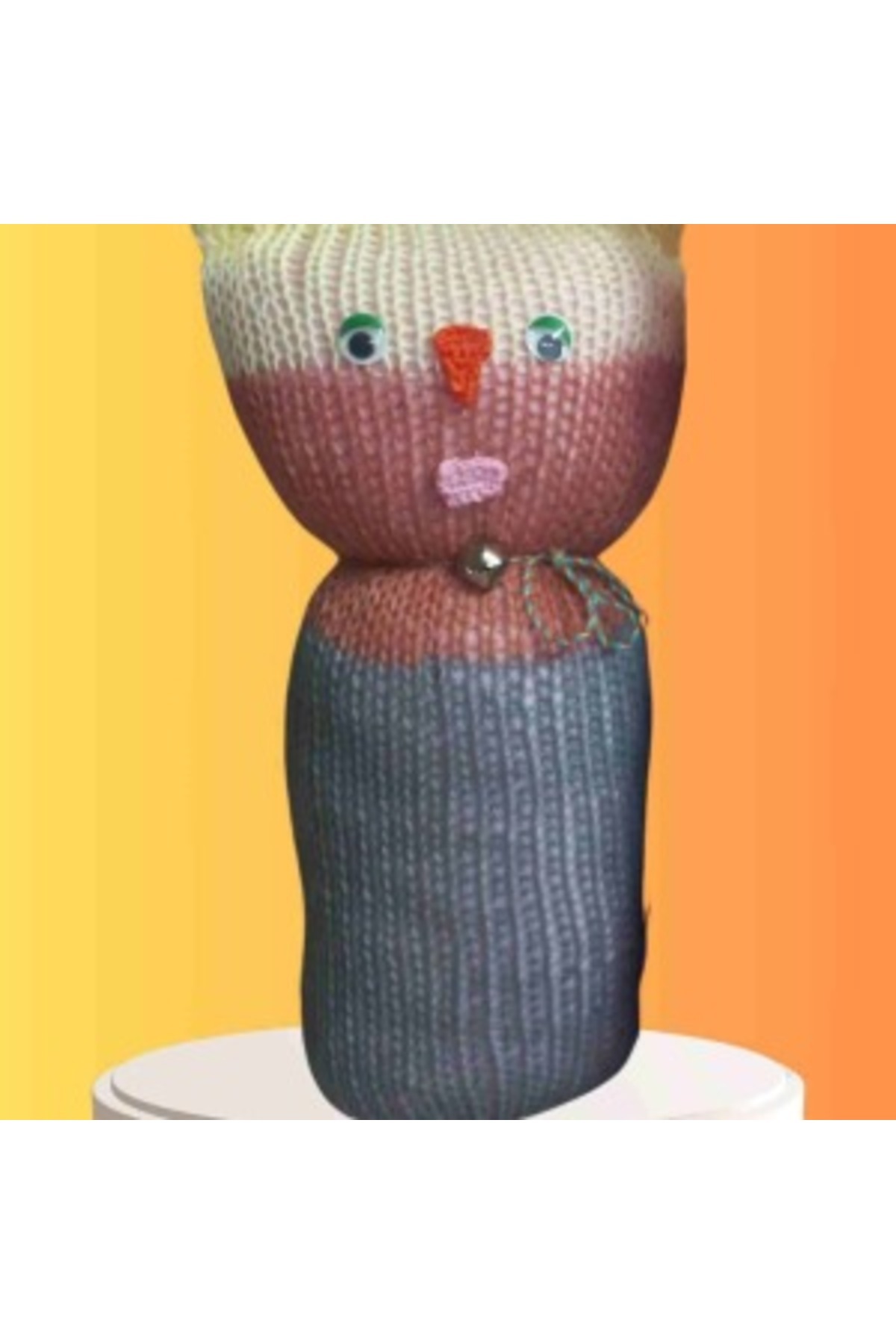 MAGNORA Tıkırık Örgü Yastık Uyku Ve Oyun Arkadaşı Gümüş - 35 Cm