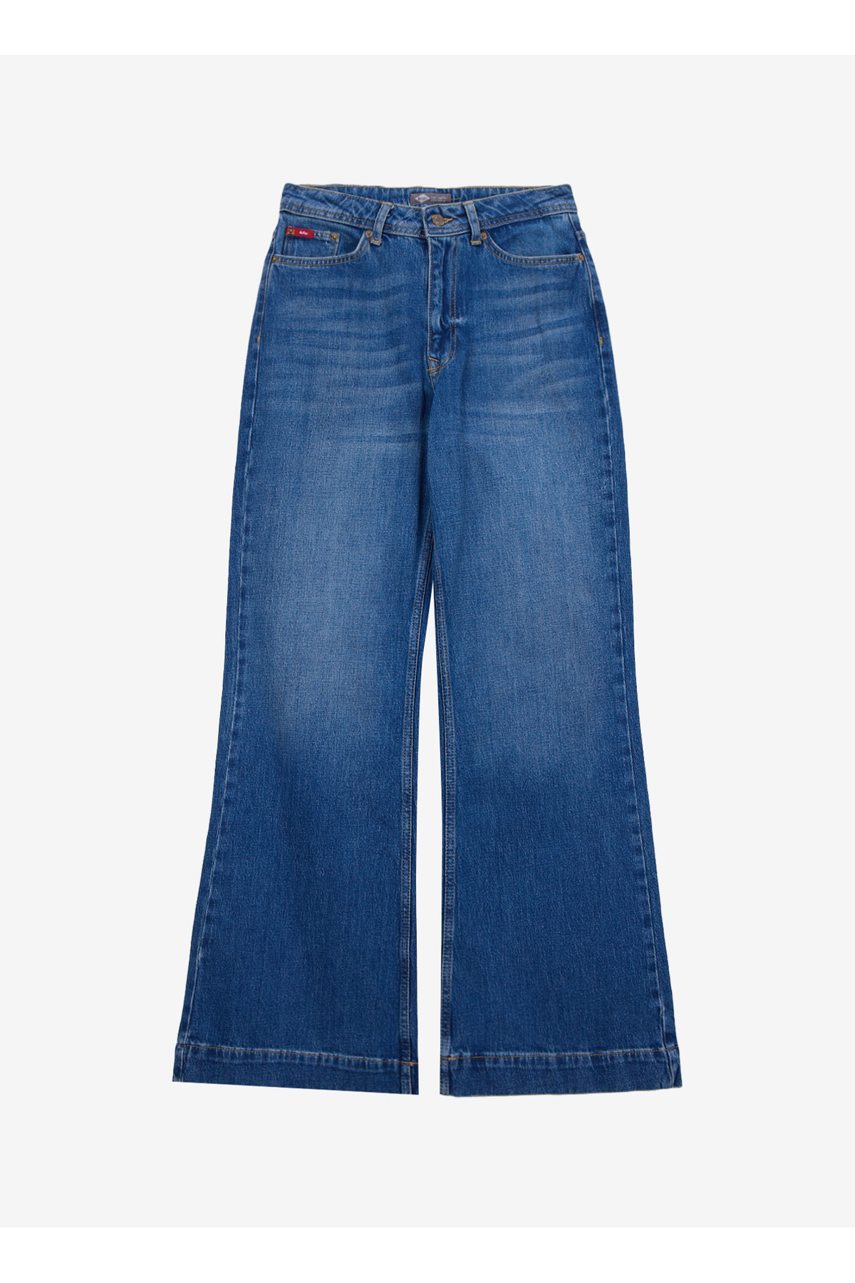 Lee Cooper Yüksek Bel Geniş Paça Normal Mavi Kadın Denim Pantolon