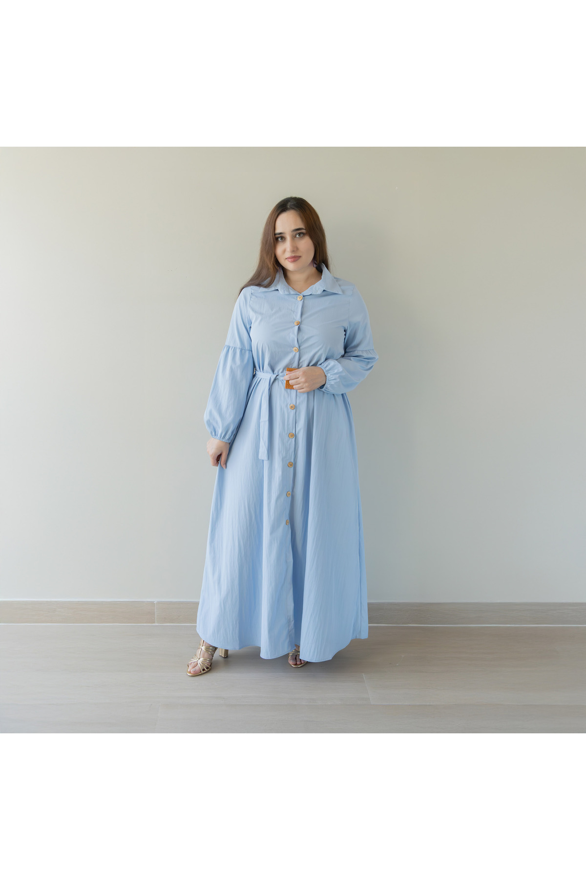 LINELLE Ladies Casual Dress – Polyester Blend Button Down Dress