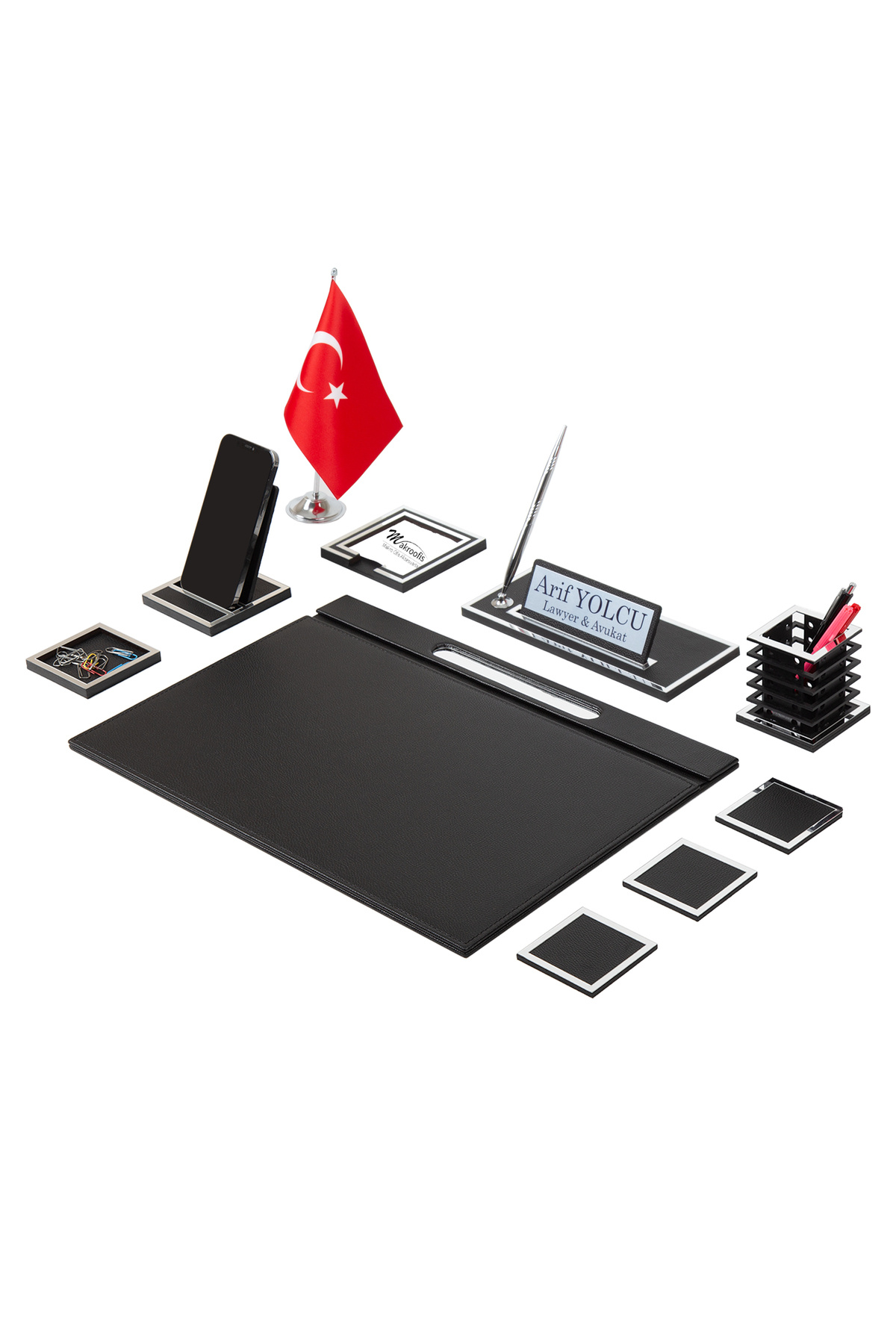 Makroofis Lina Gold Sümen Takımı 10 Parça Siyah Full Set