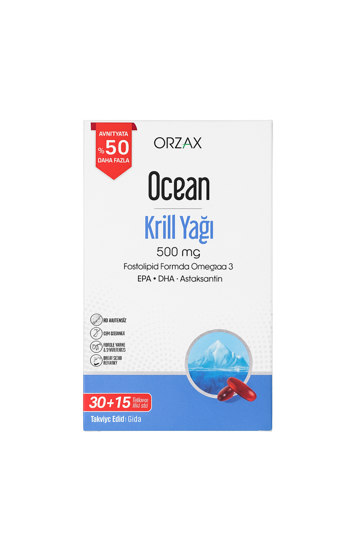 かるぼなぁら（感謝）/3 Orzax Ocean Krill Yağı 500 mg 30+15 Soft Kapsül - Fiyatı, Yorumları