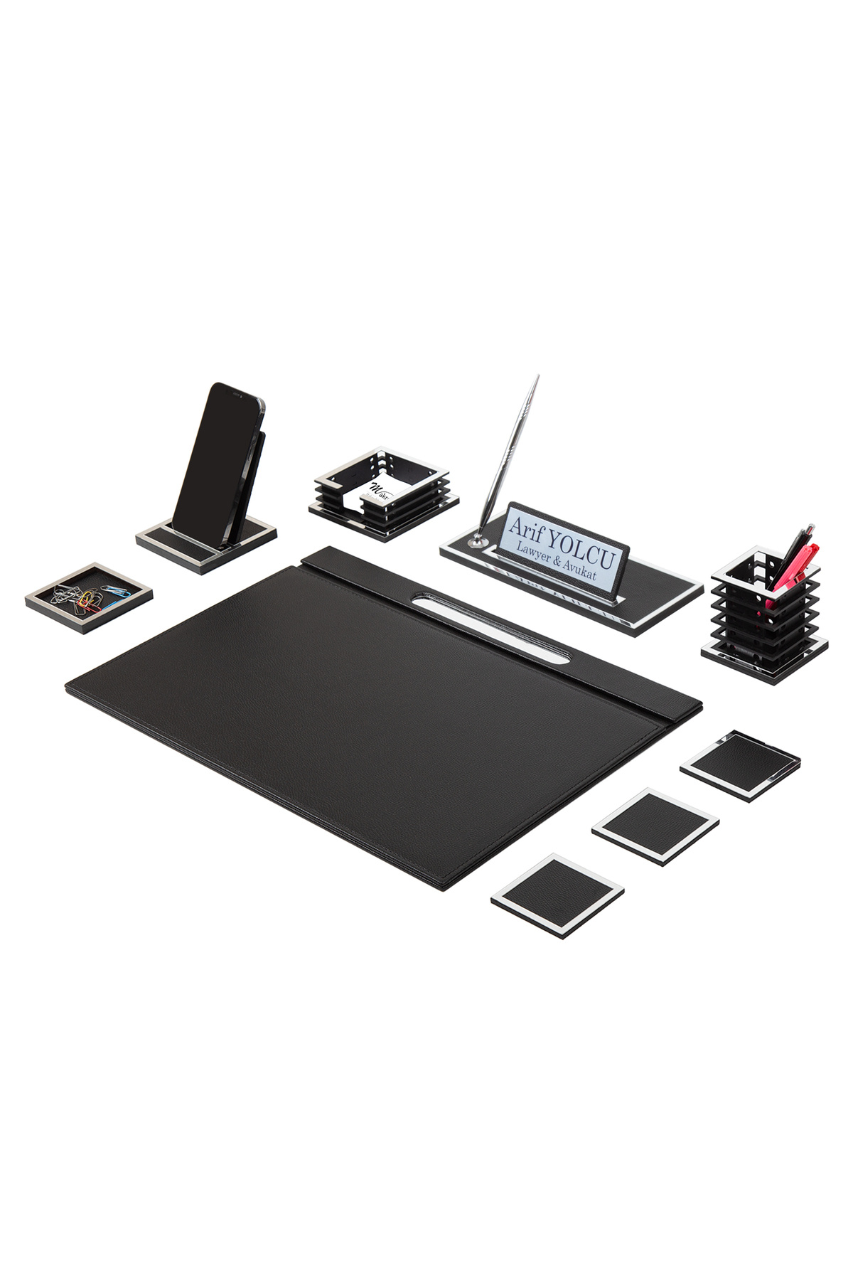 Makroofis Deri Sümen Takımı 9 Parça Siyah