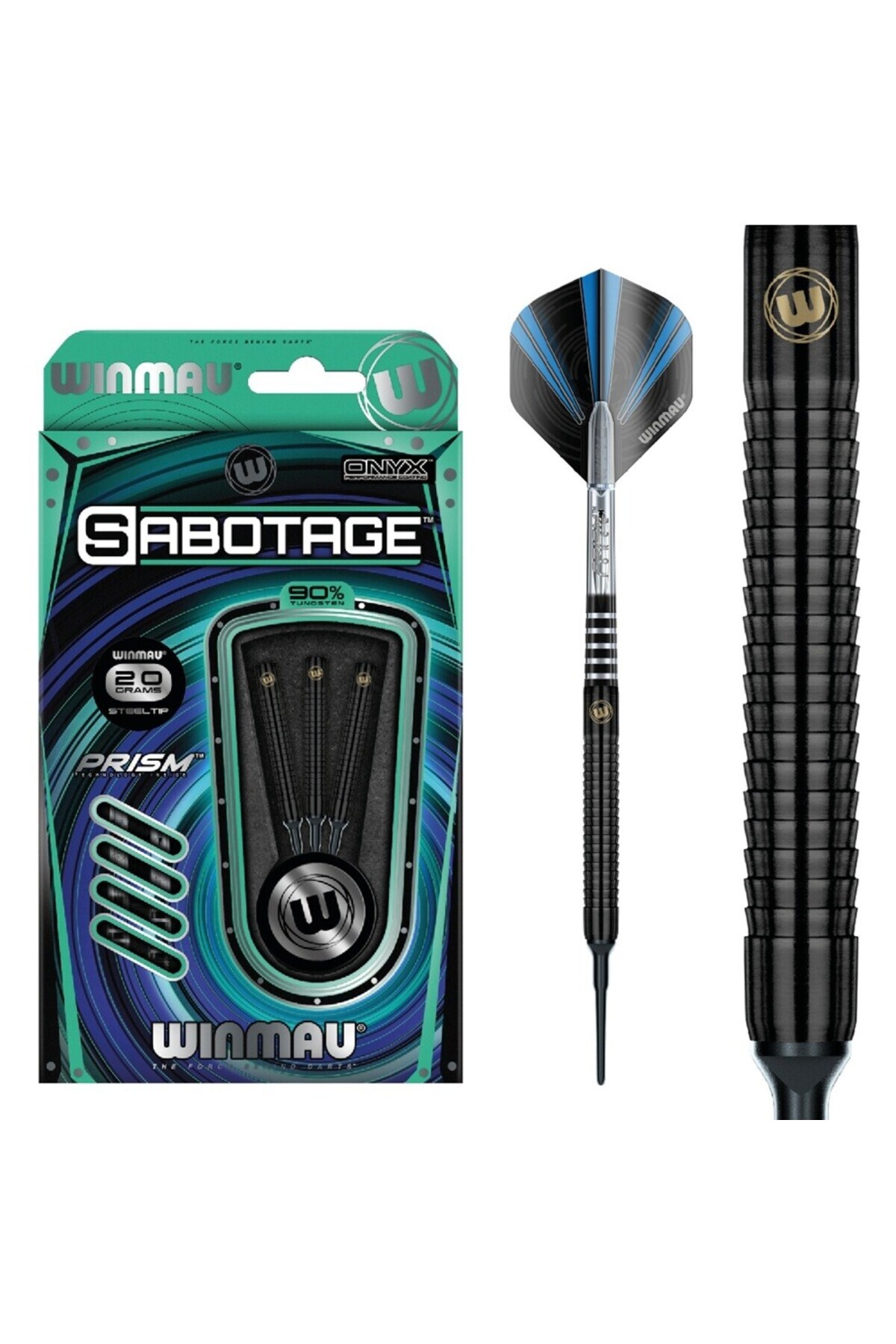 WINMAU Sabotage Onyx 20gr %90 Tungsten Siyah Plastik Uçlu Dart Oku