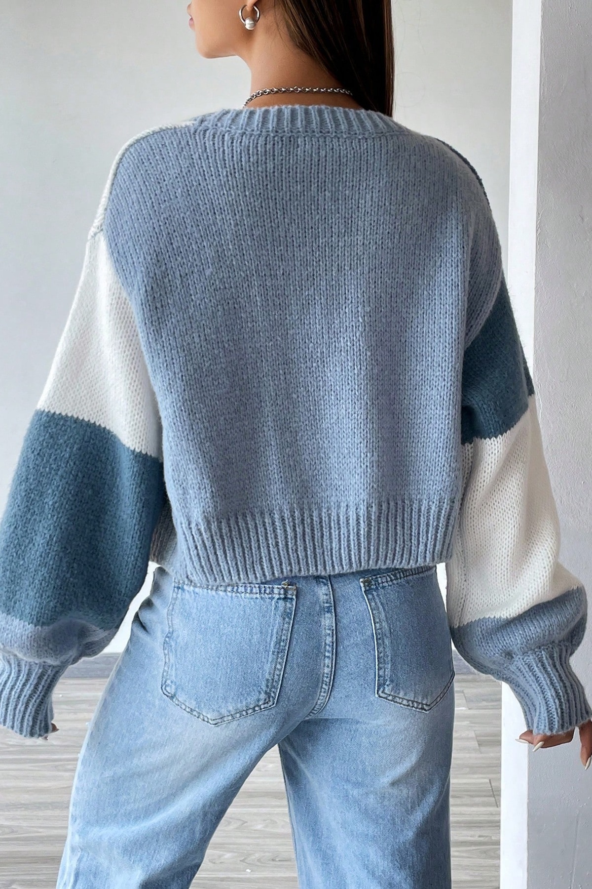 Merry See  Düşük Omuzlu Yumuşak Dokulu Salaş Triko Hırka - Görsel 3