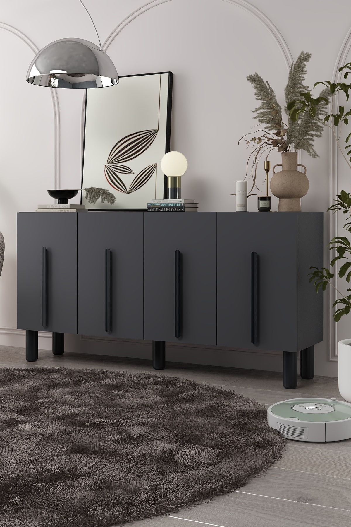 DEMONTE DECOR 8196KB150-128DD KONSOL TV ÜNİTESİ ANTRASİT-SİYAH